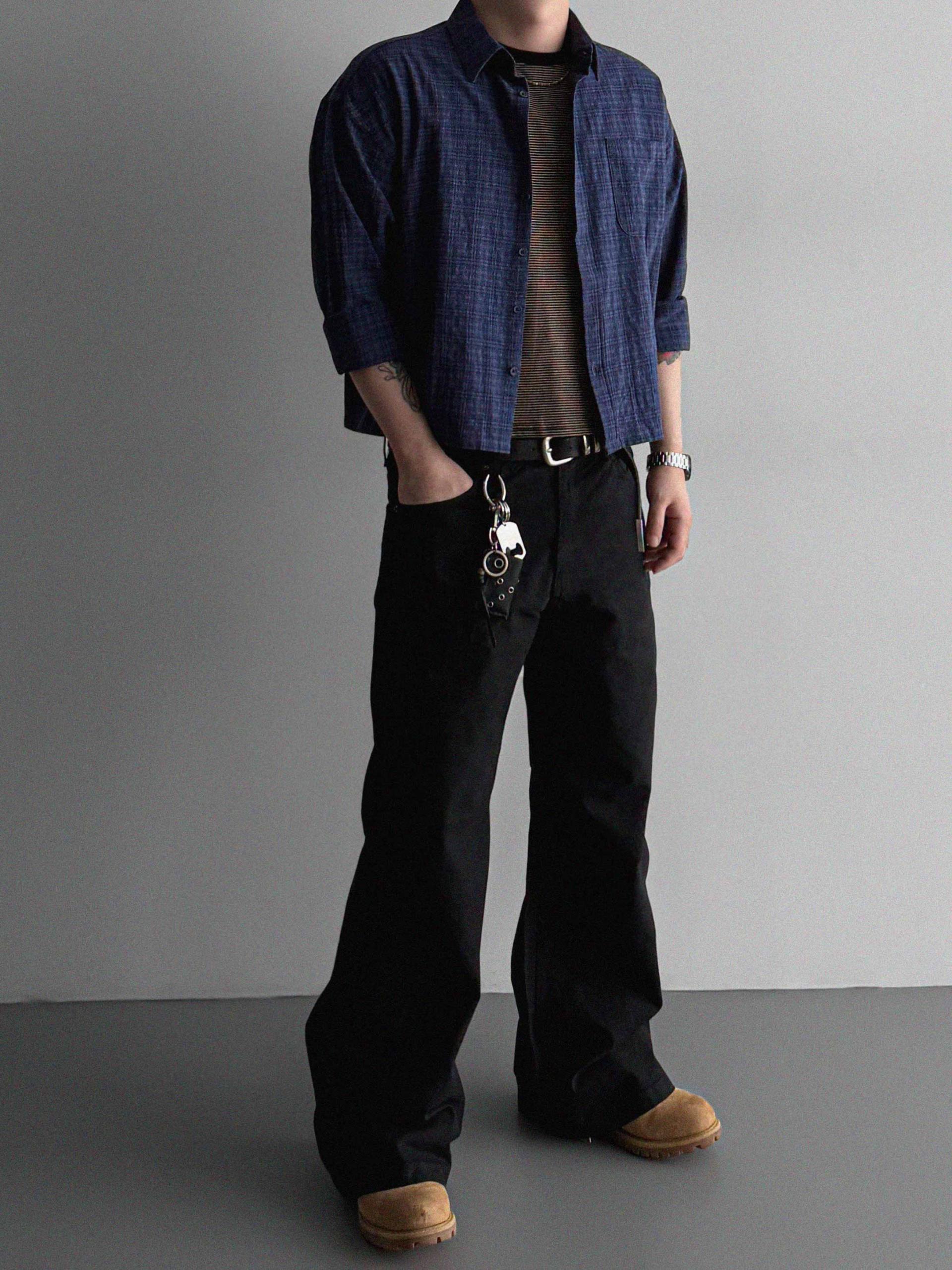 Cinch-back cotton flared pants