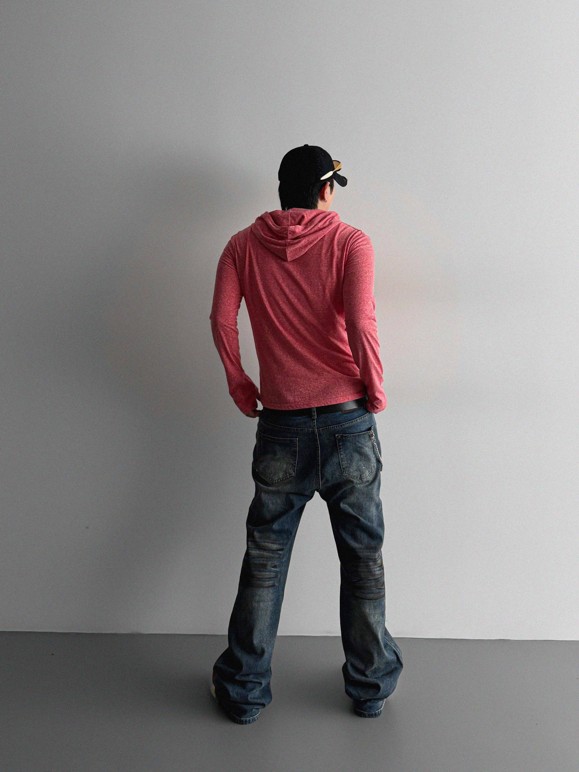 Dirty washed sagging flare jeans