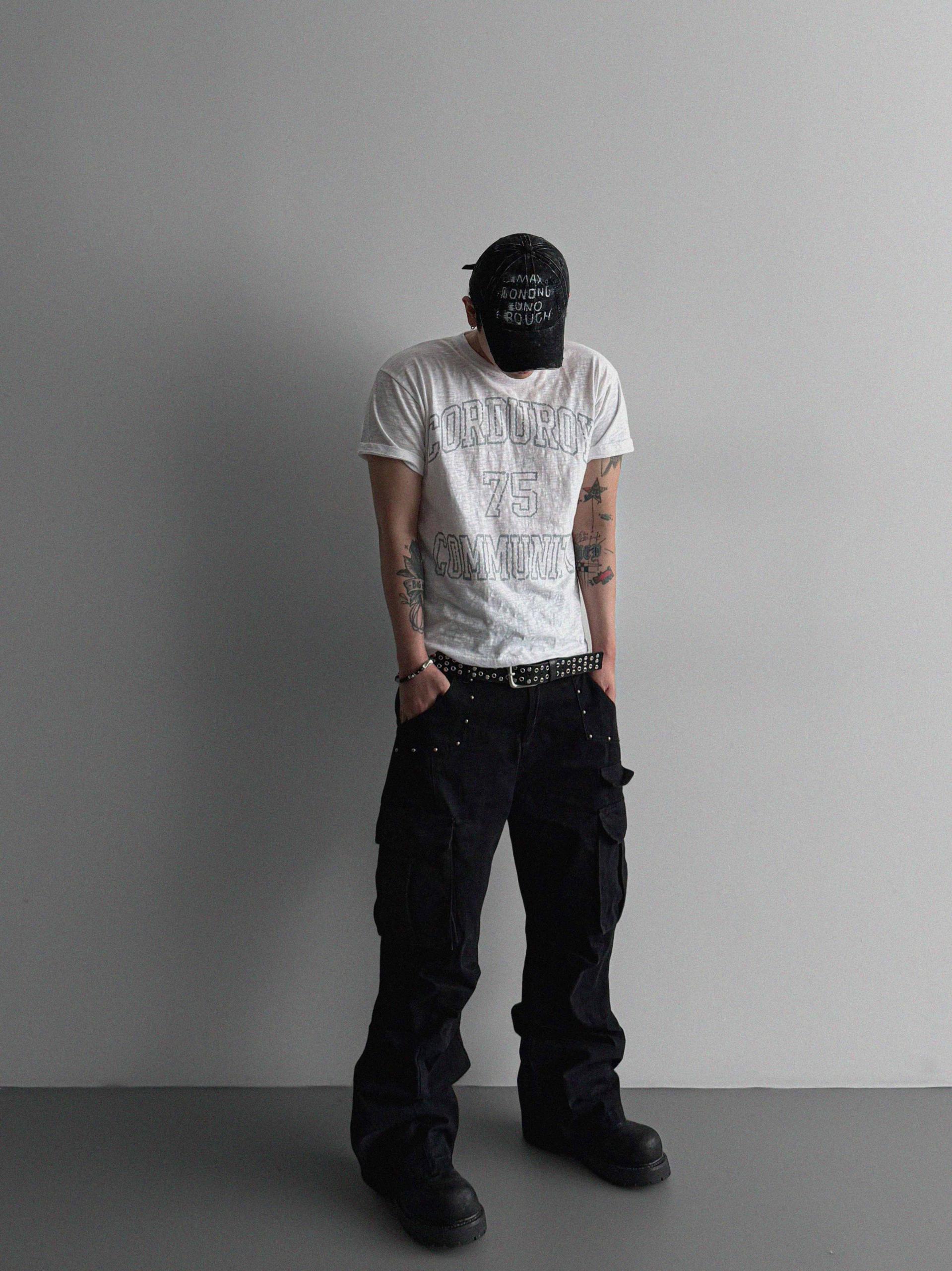 Dying stud cargo flared pants