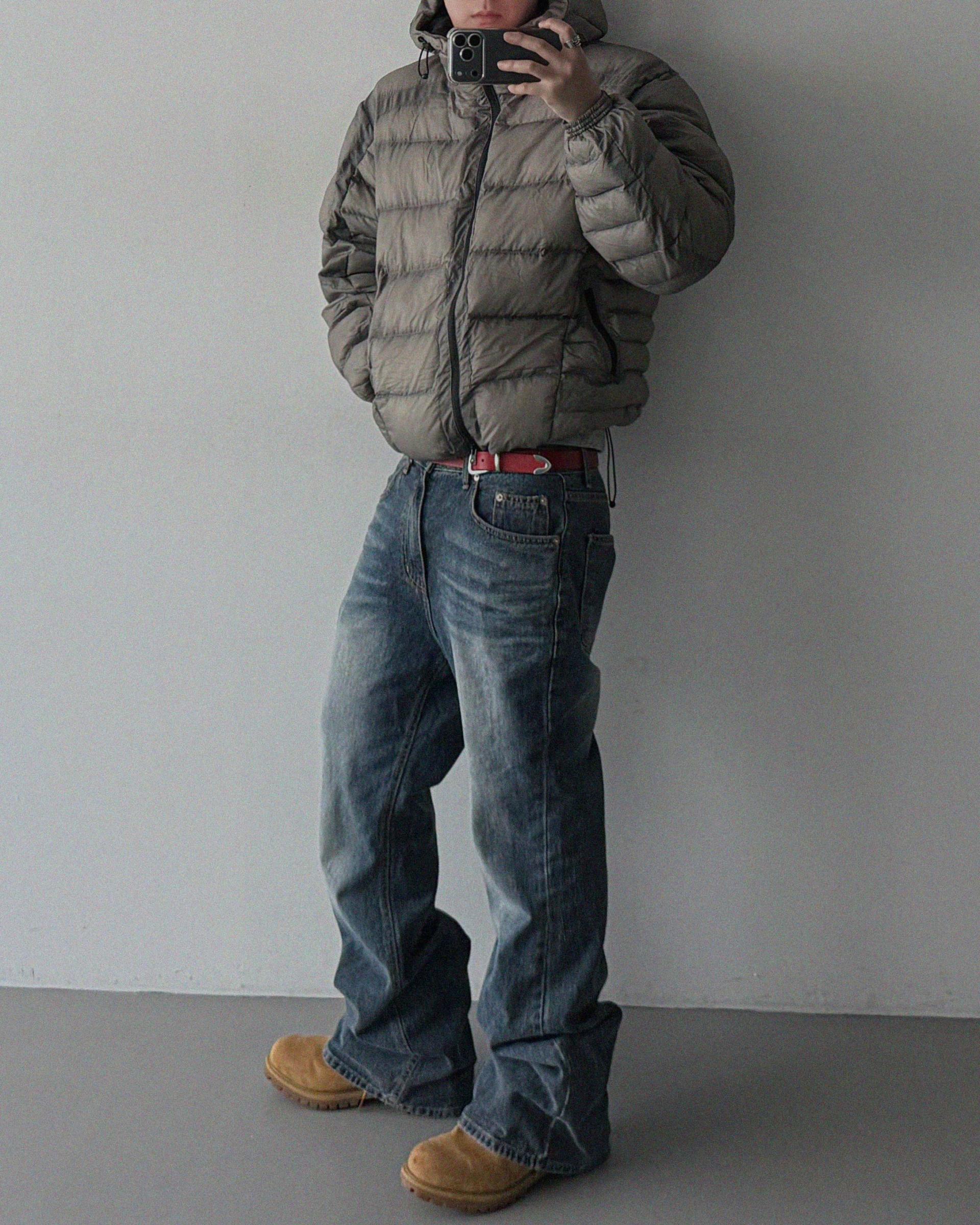 Deep brush flare denim pants