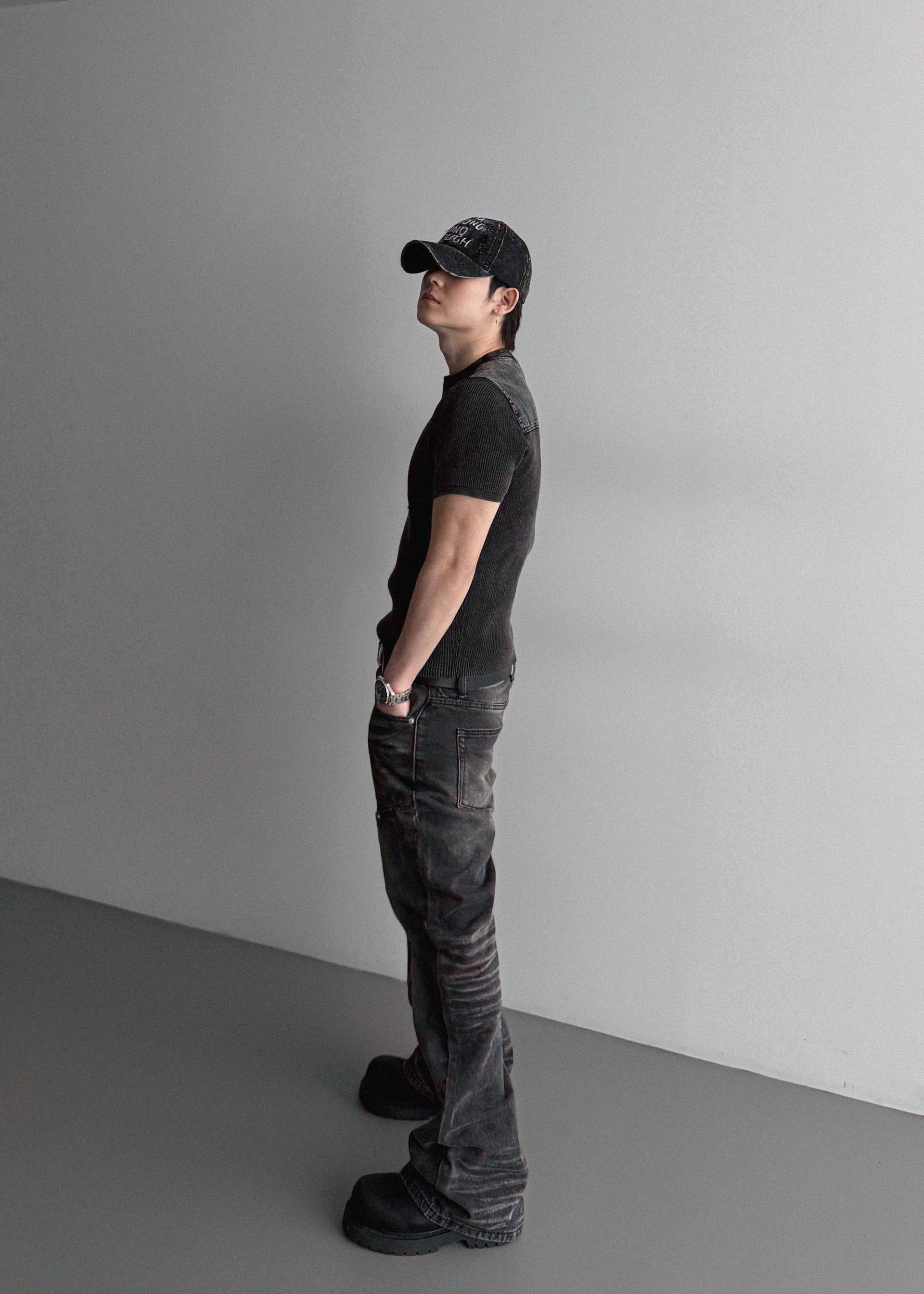 Pigment panel slim half knit