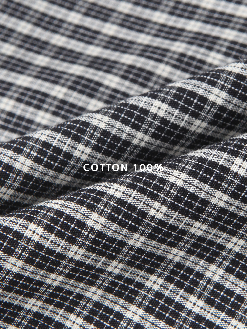 Grid check crop half shirt