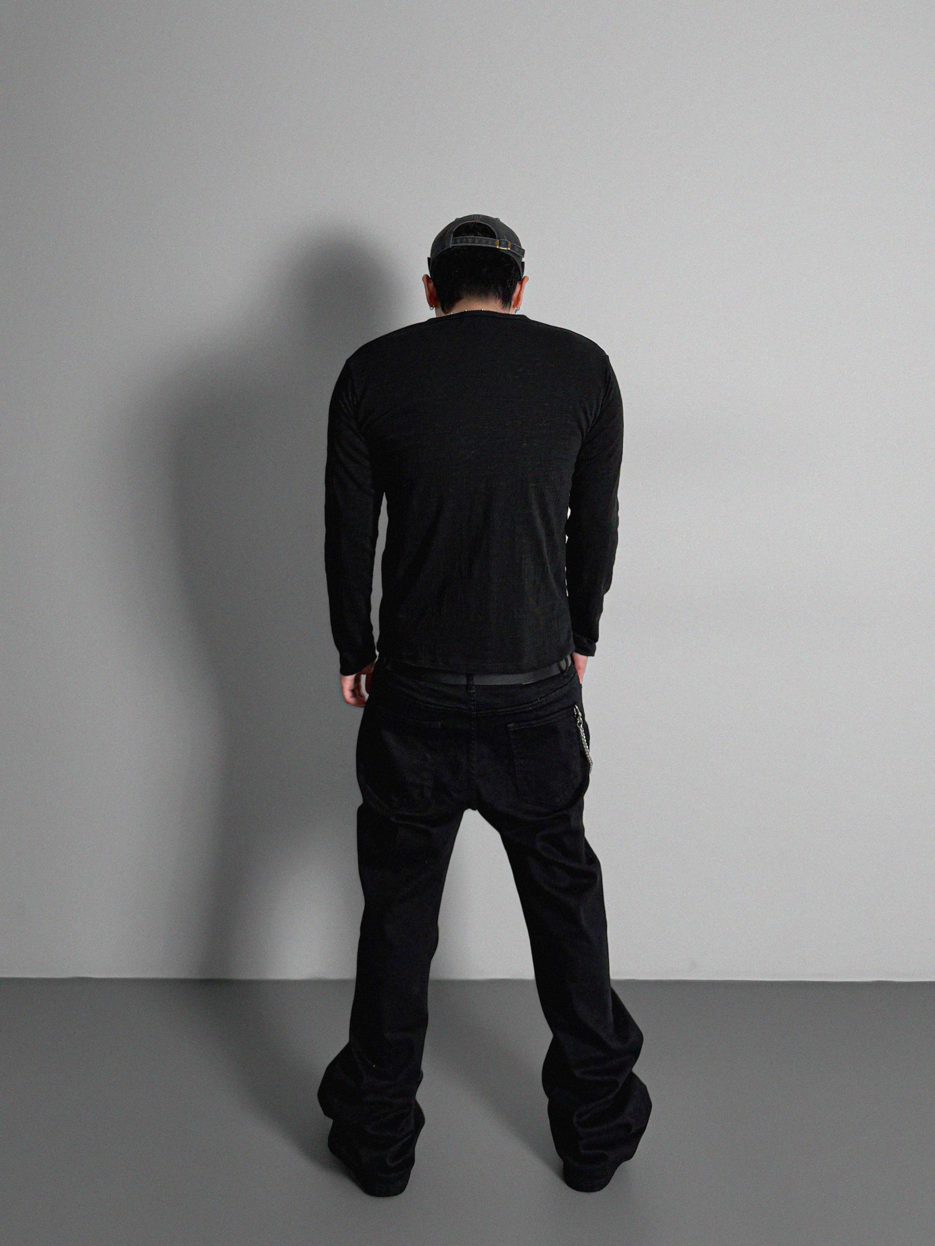 Button slub henley neck slim t