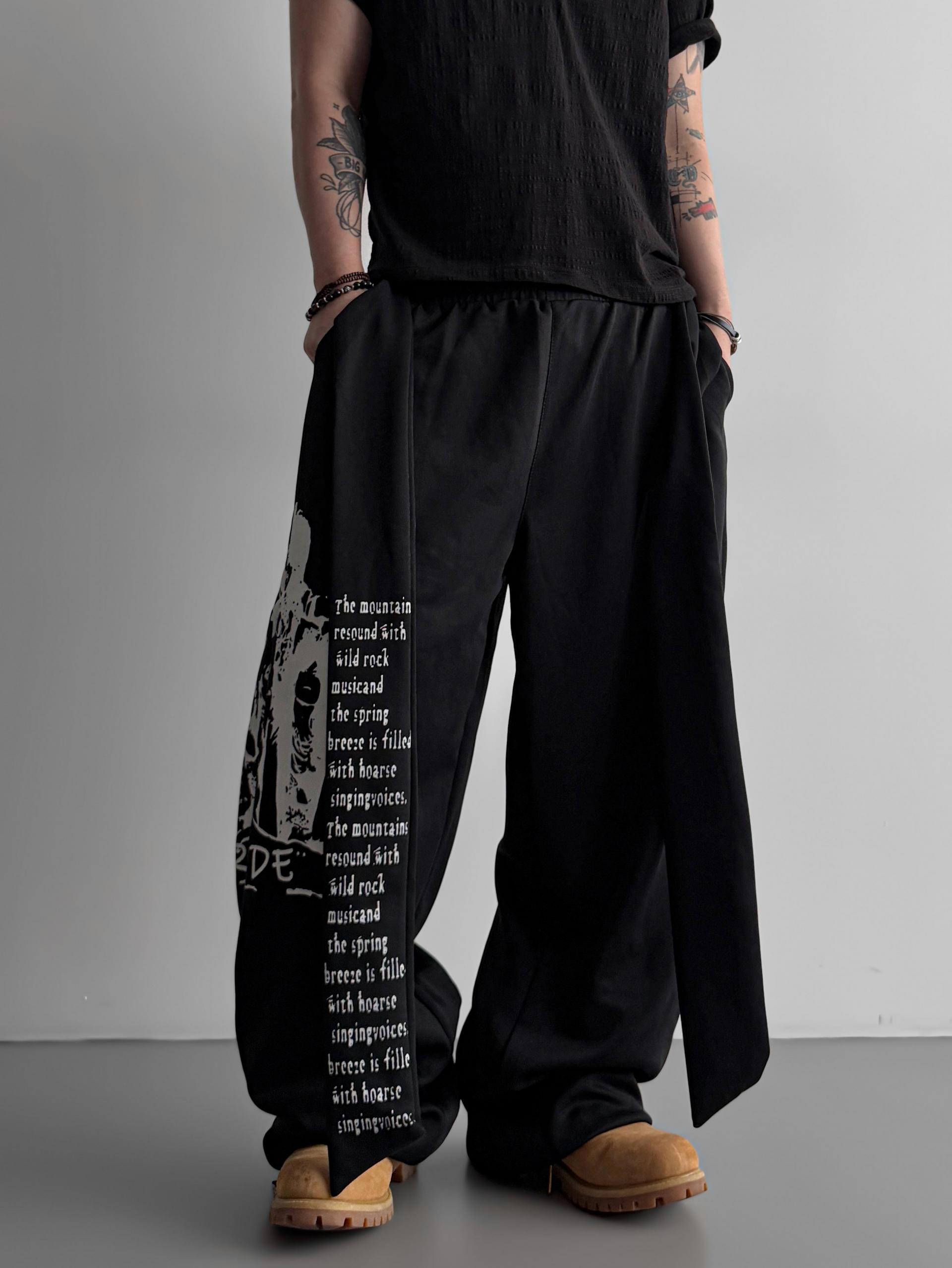 Lettering graphic strap sweat pants