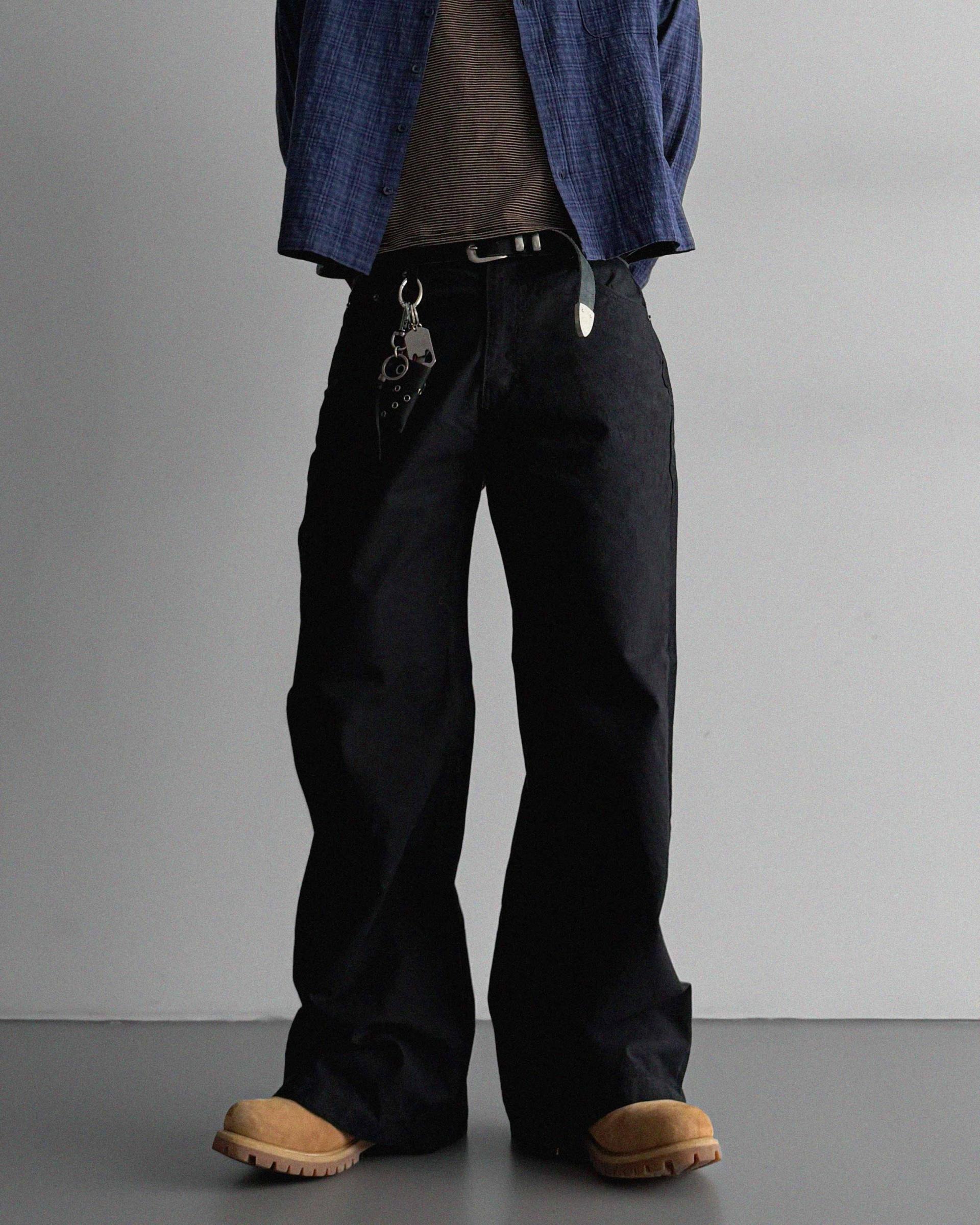 Cinch-back cotton flared pants
