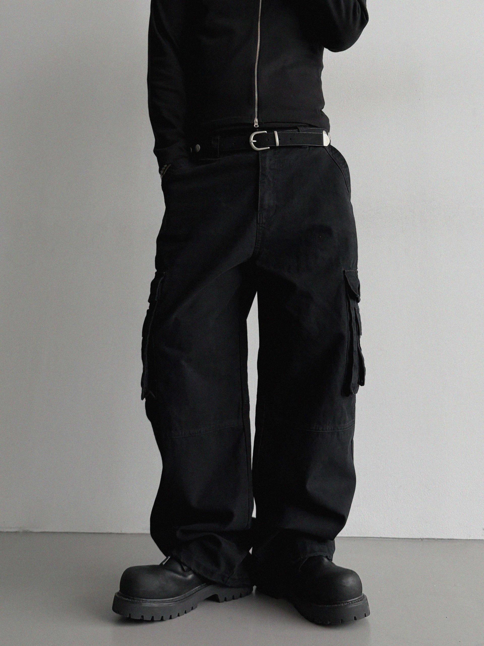 Ampty dyeing wide cargo pants