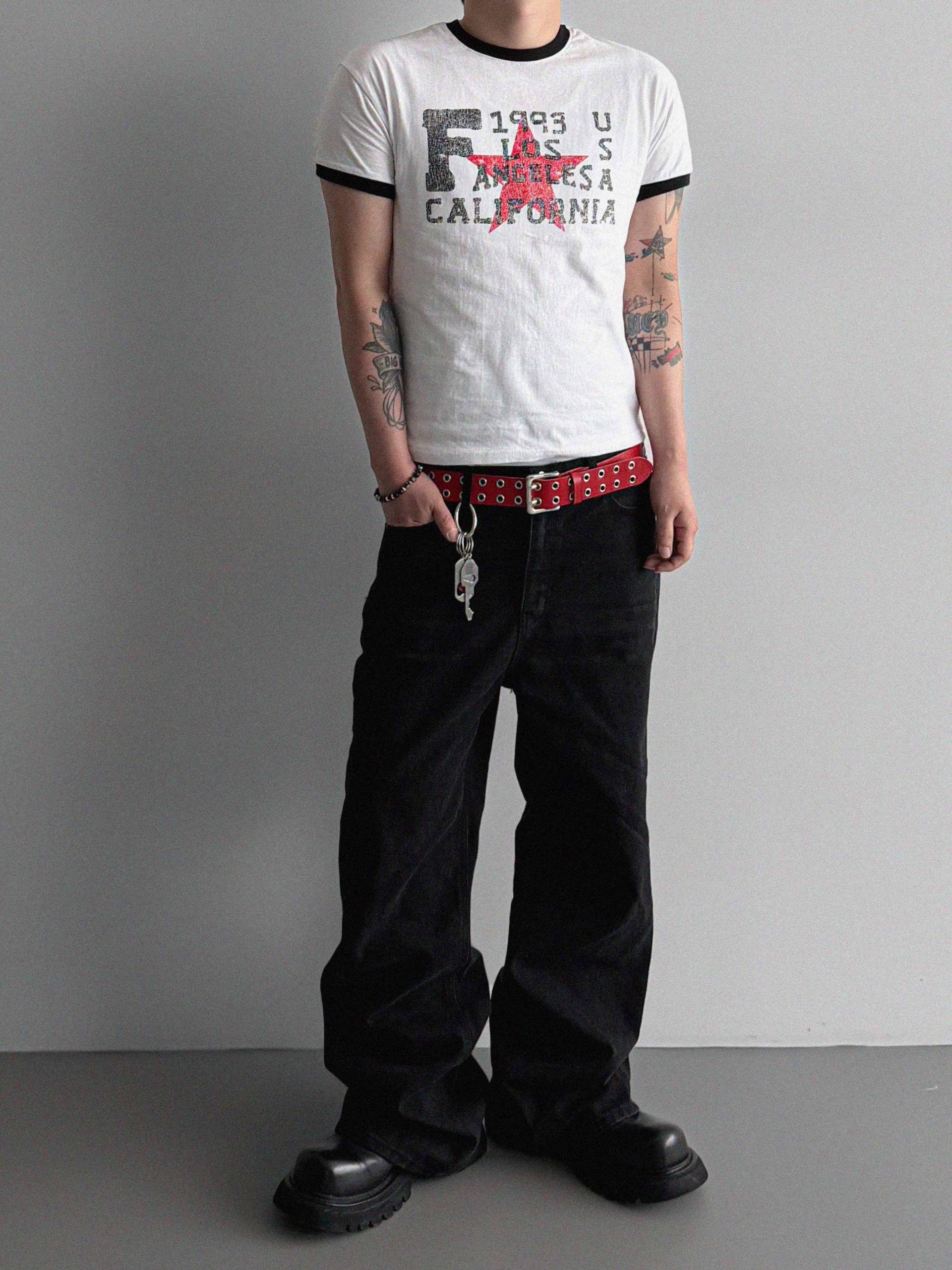 Retro star muscle ringer half t