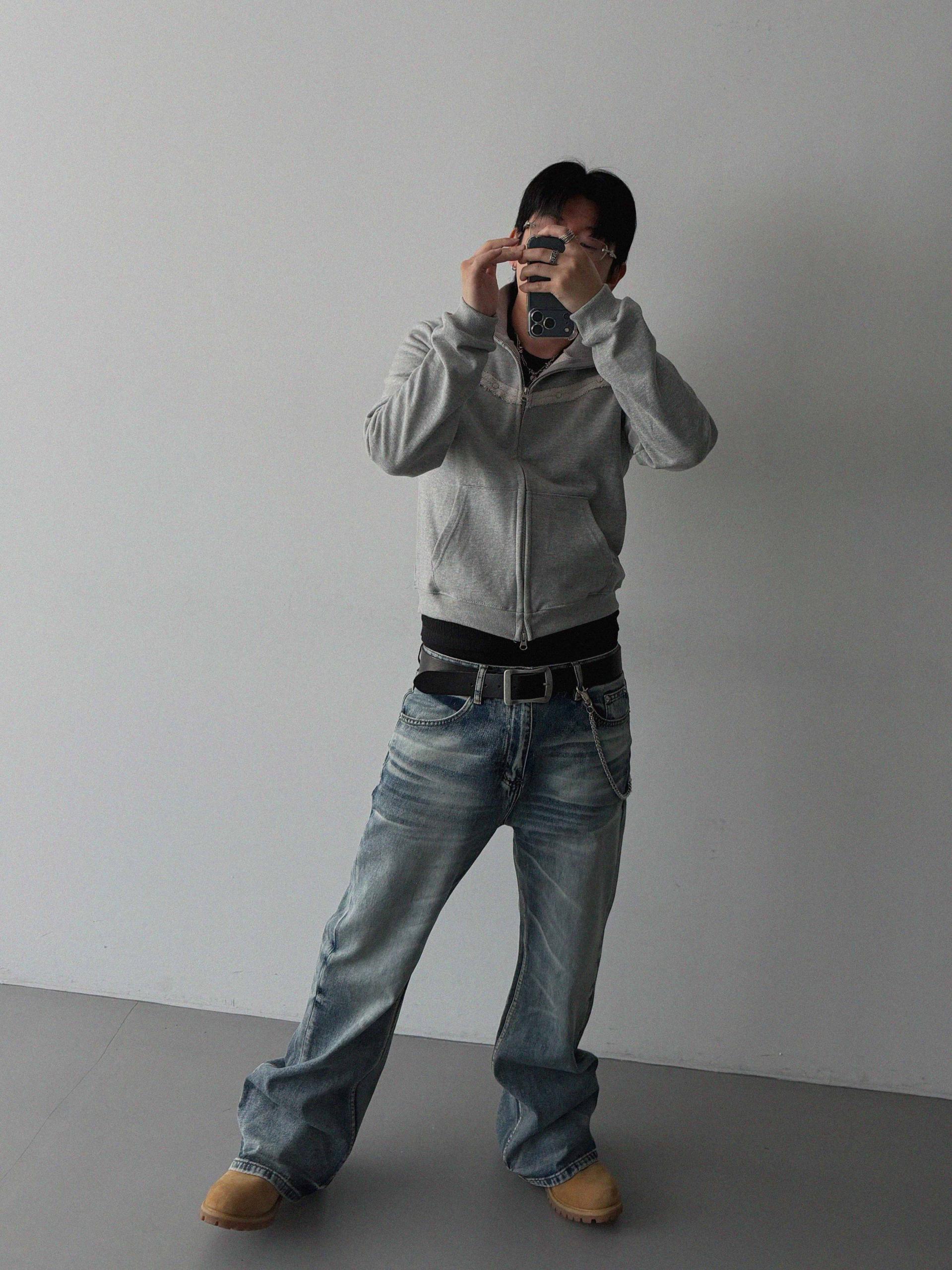 Mobe sand flare denim pants