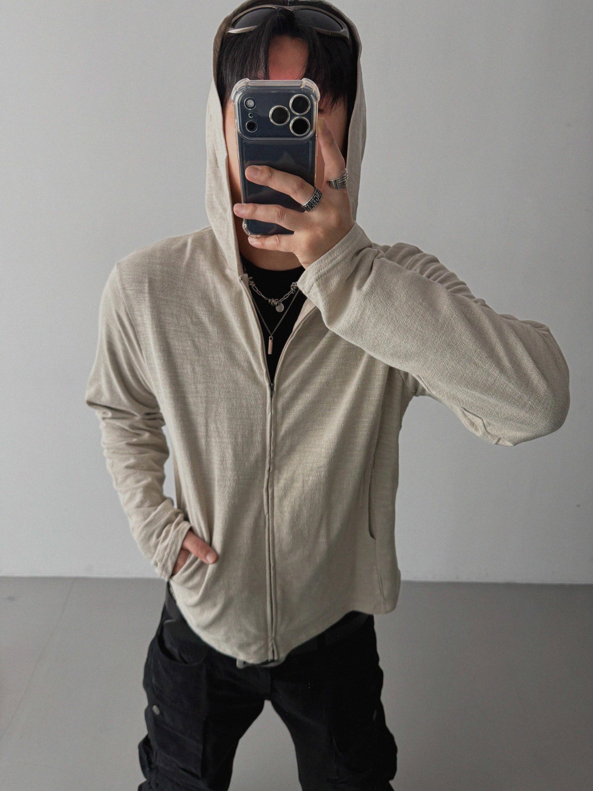 Heize crop hood zip-up