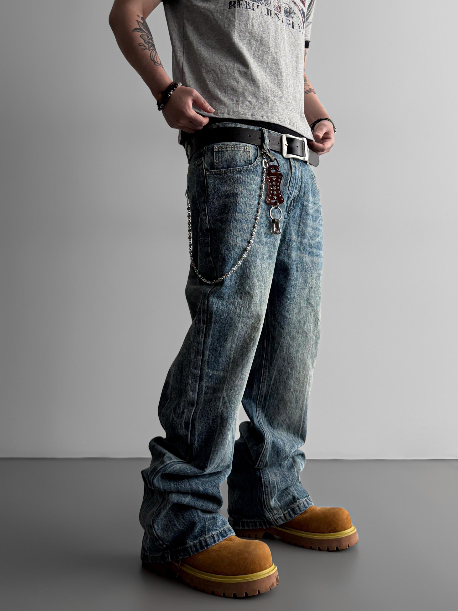 Ashed flare denim pants