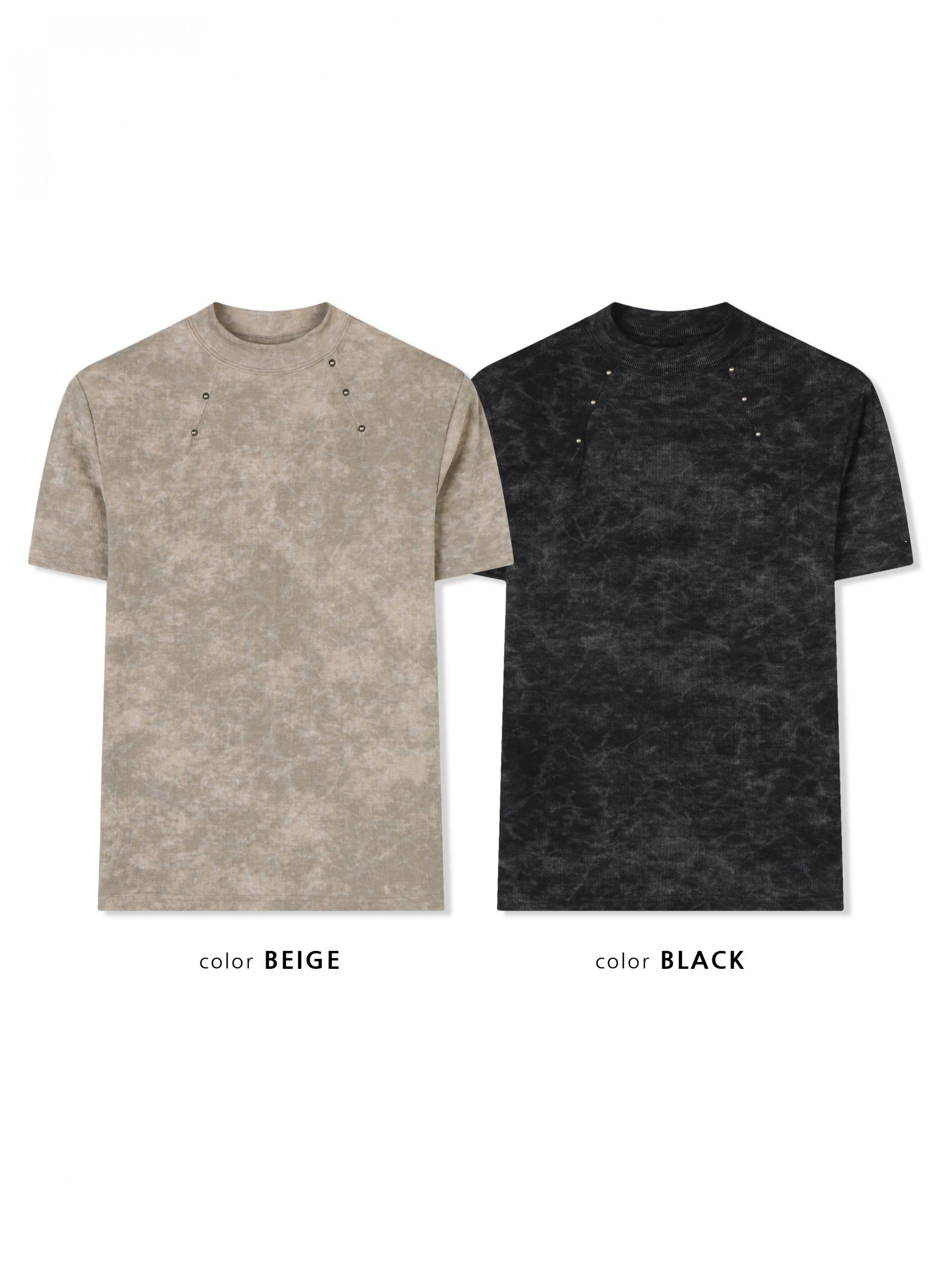 Vintage rivet mock neck muscle half t