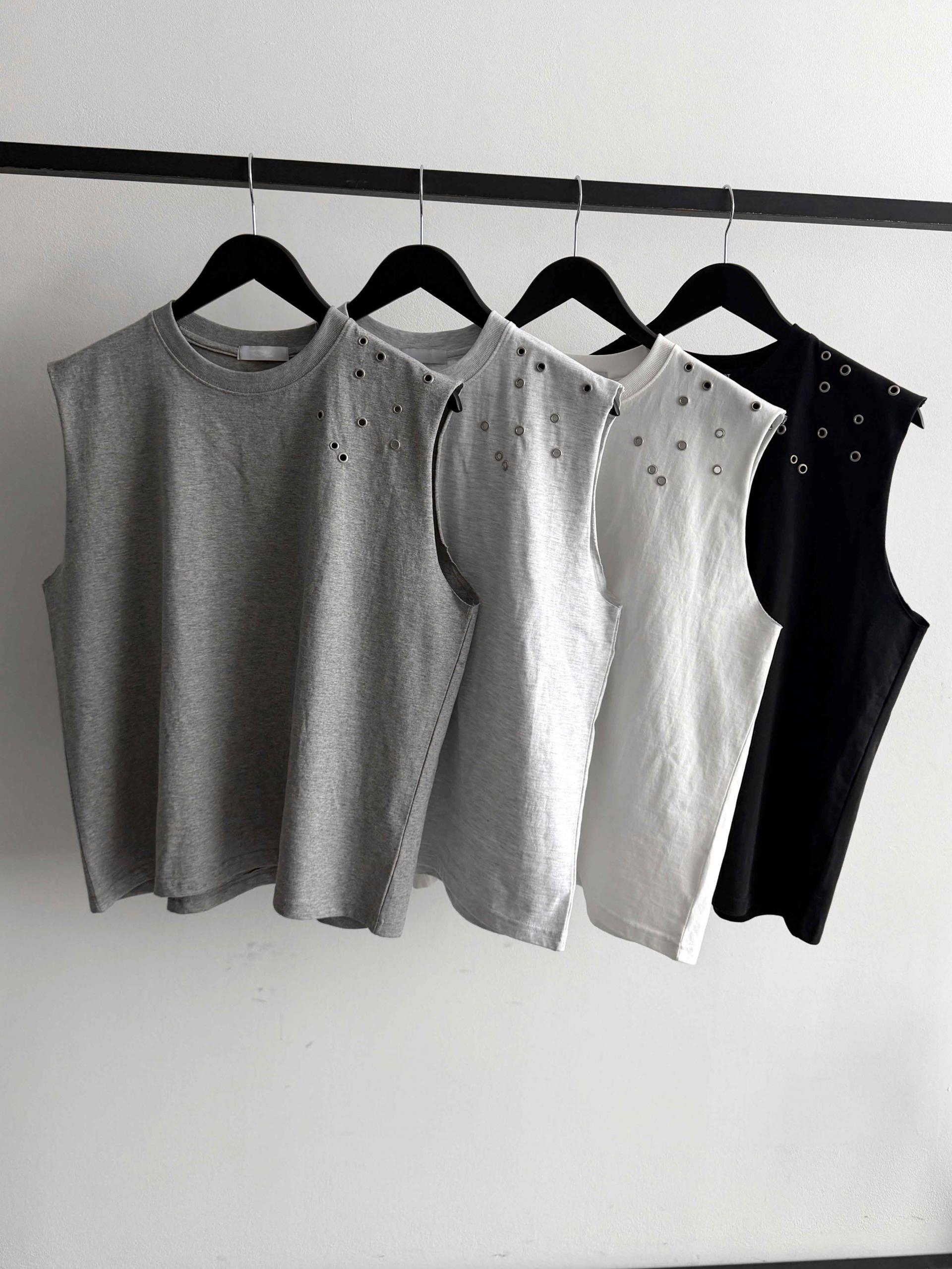 Eyelet shoulder crop sleeveless