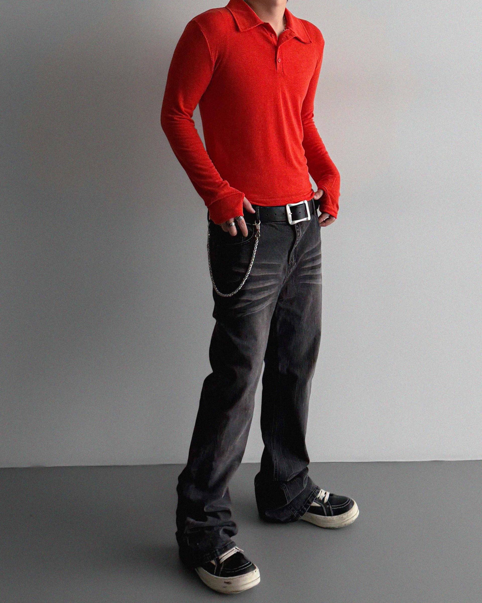 Slack sagging flare black jean