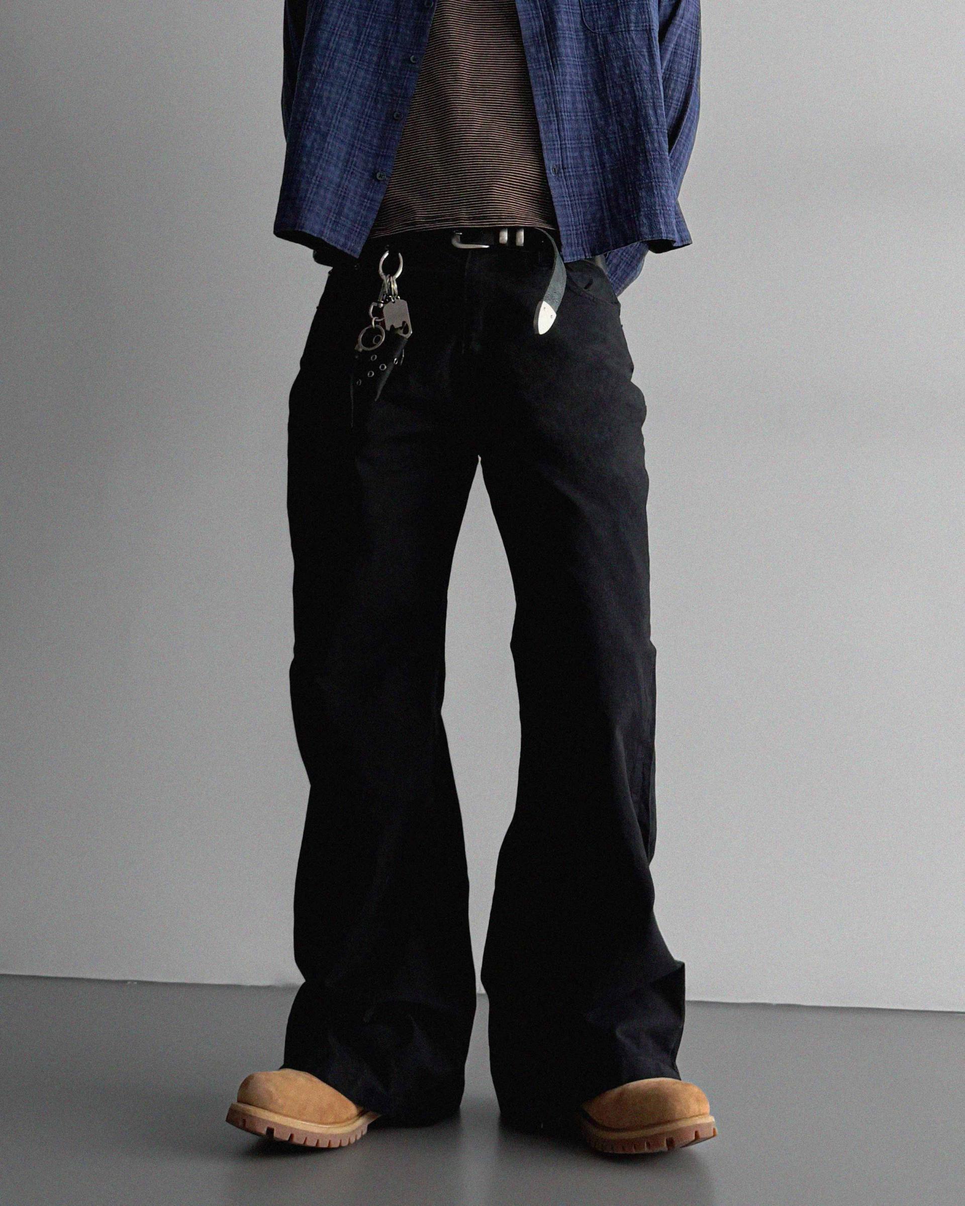 Cinch-back cotton flared pants