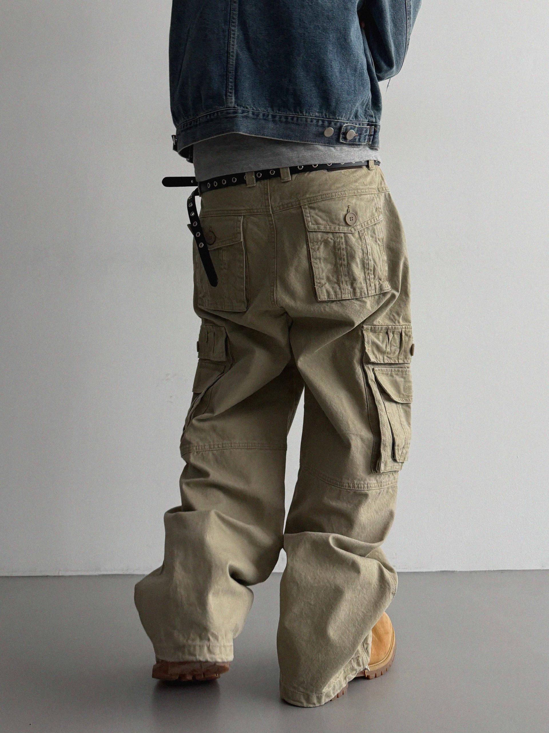Ampty dyeing wide cargo pants