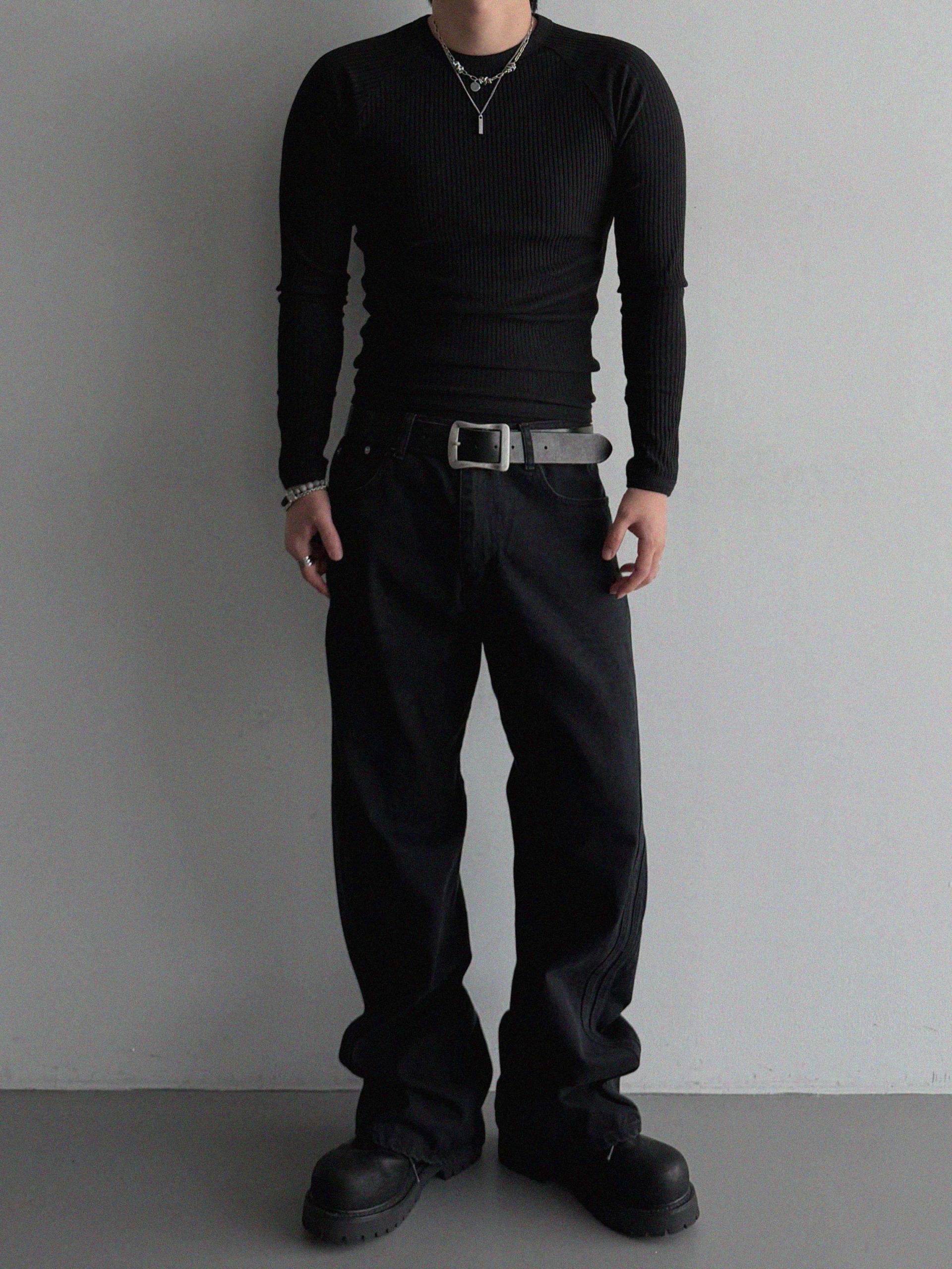 FW Double pocket curved flare pants
