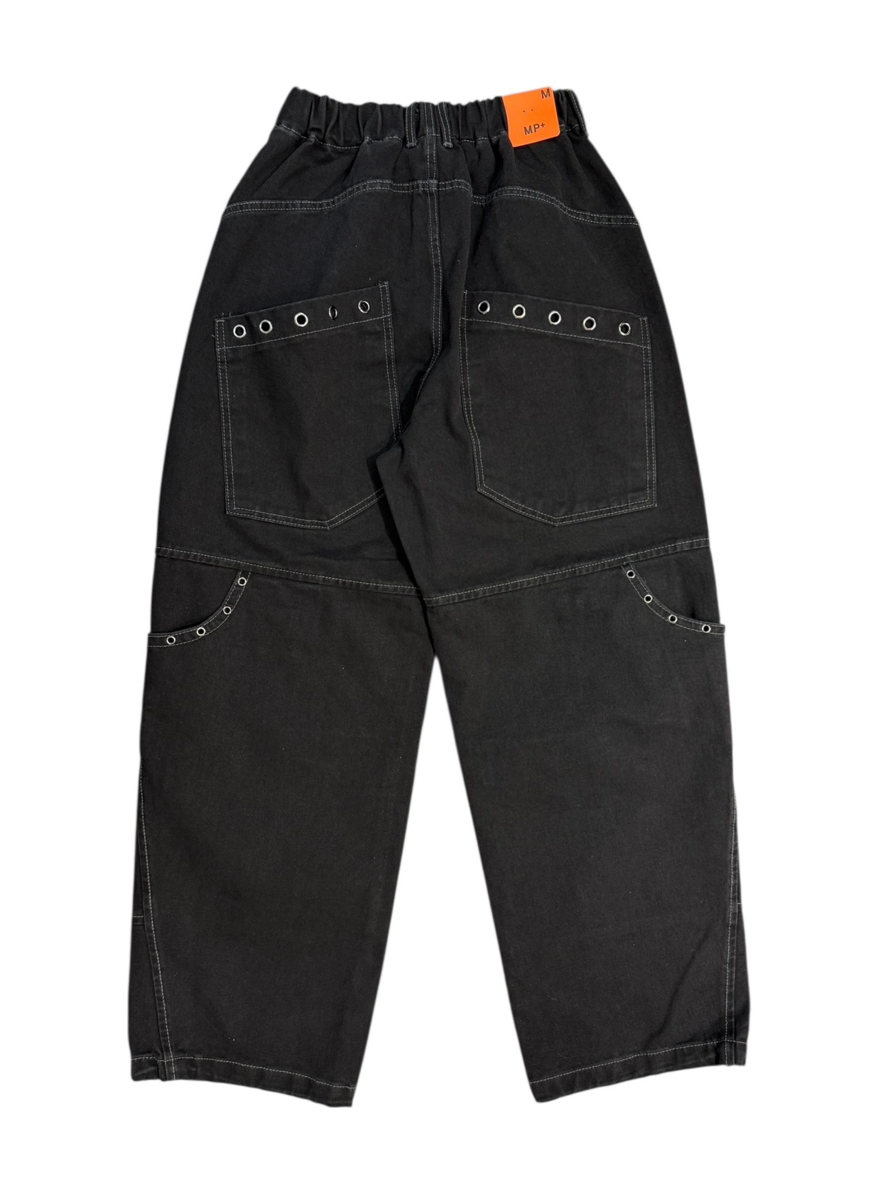 Eyelet pocket balloon denim pants