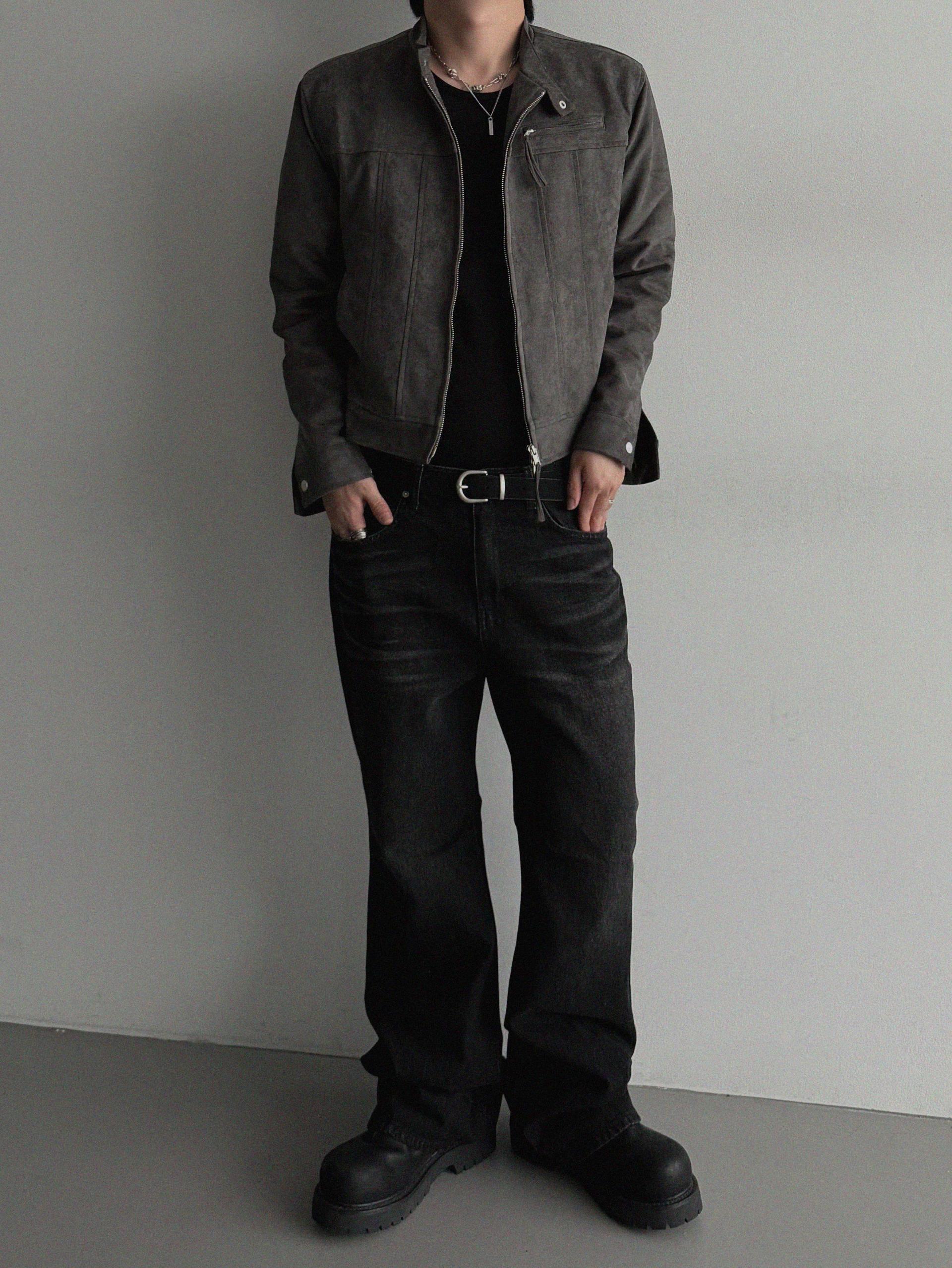 Lemans biker suede crop jacket