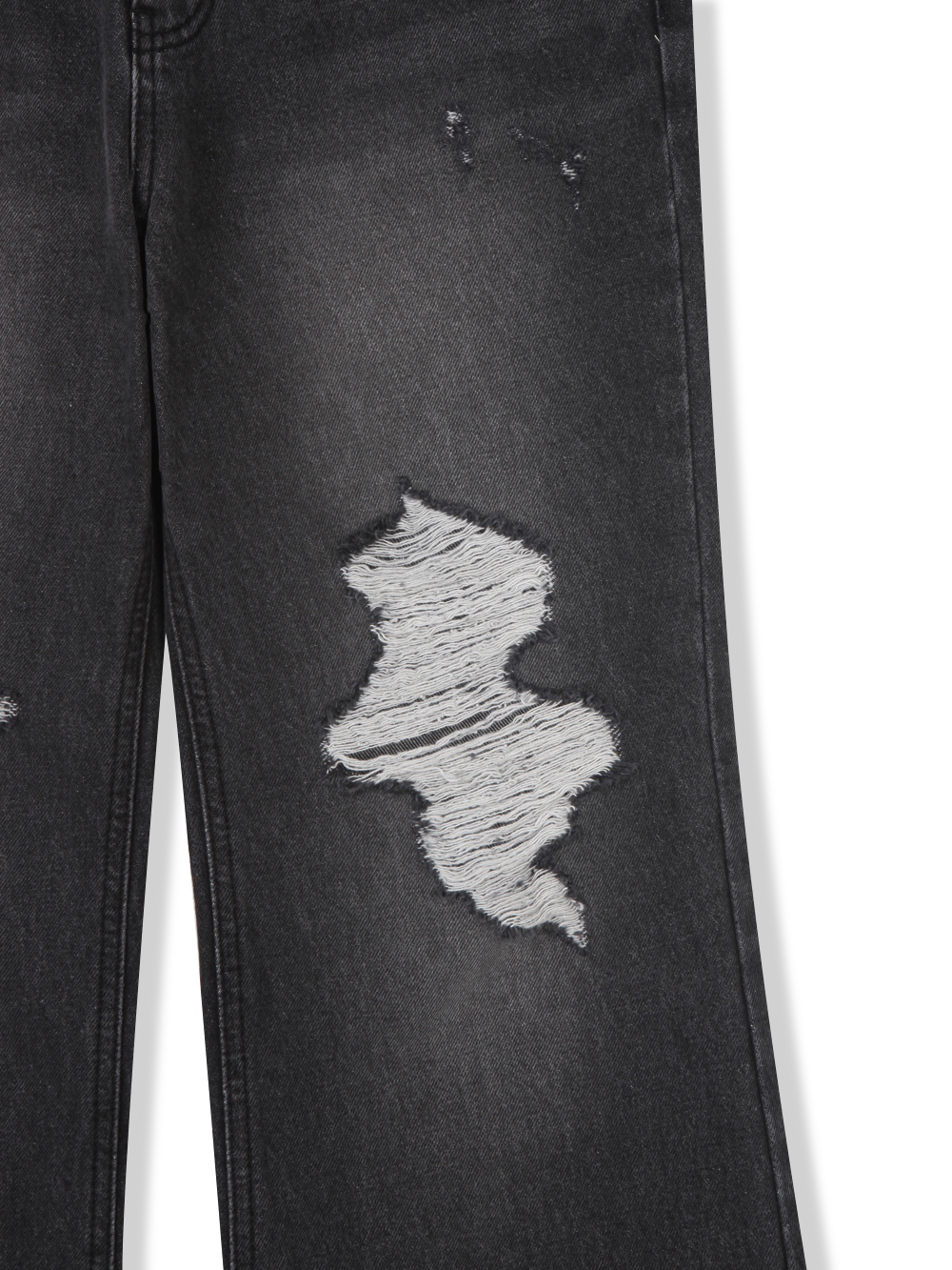 Black damage flared denim pants
