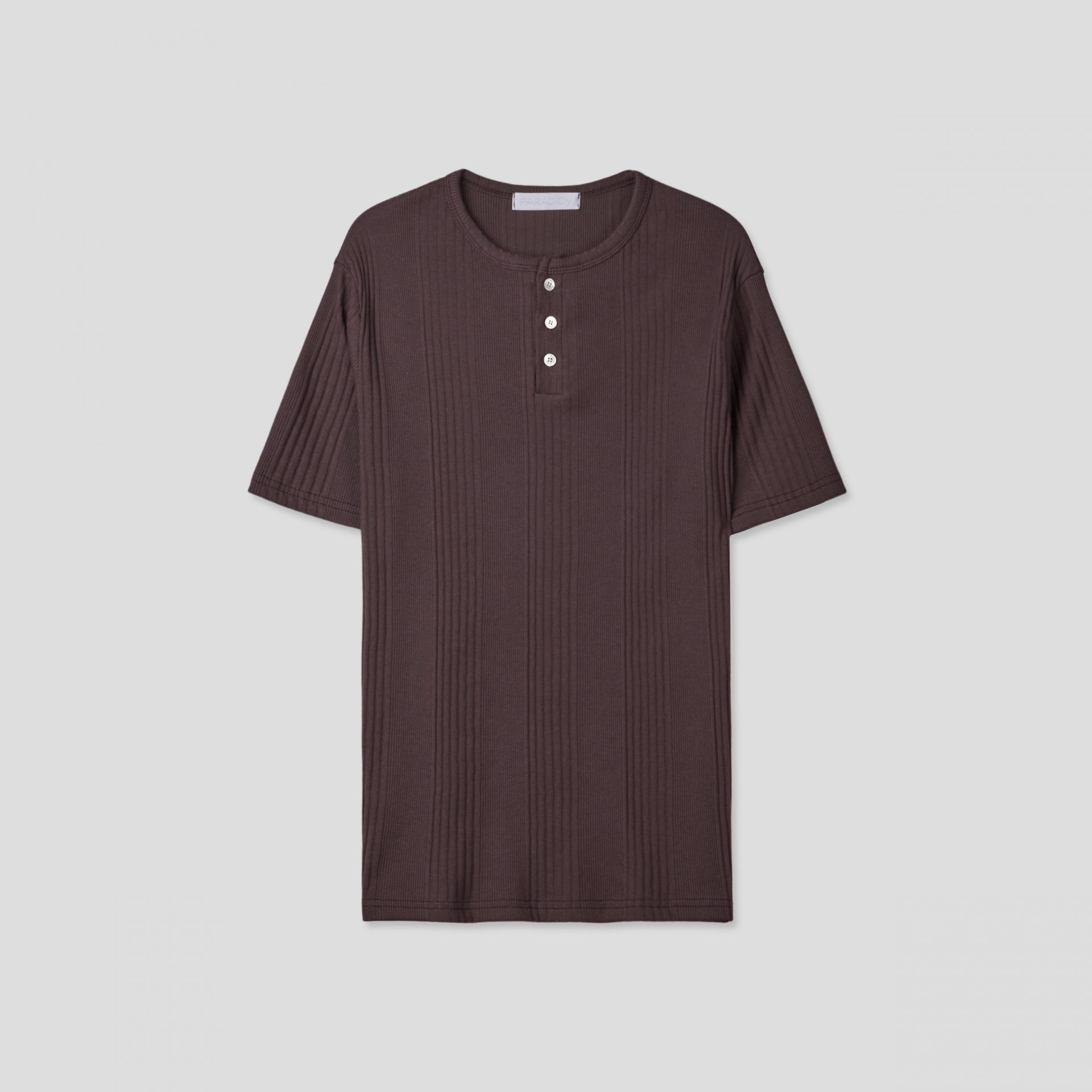 Terrace henley ceck slim half T