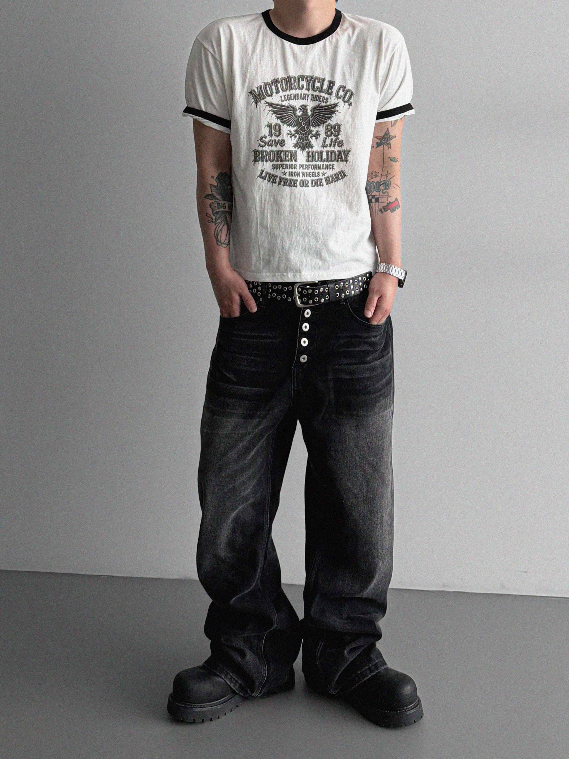 Moto ringer crop half t