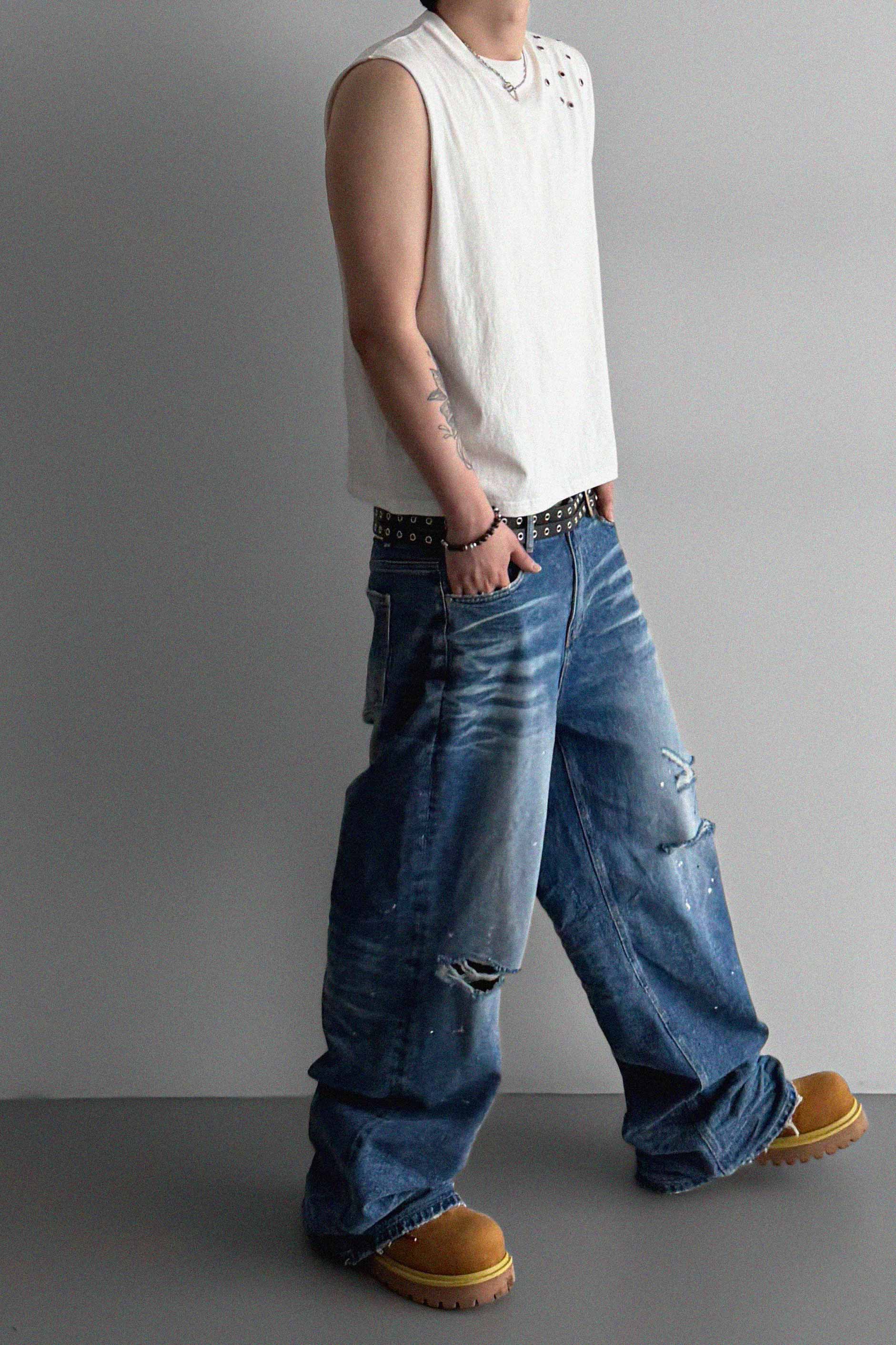 Ver-embo vintage denim pants