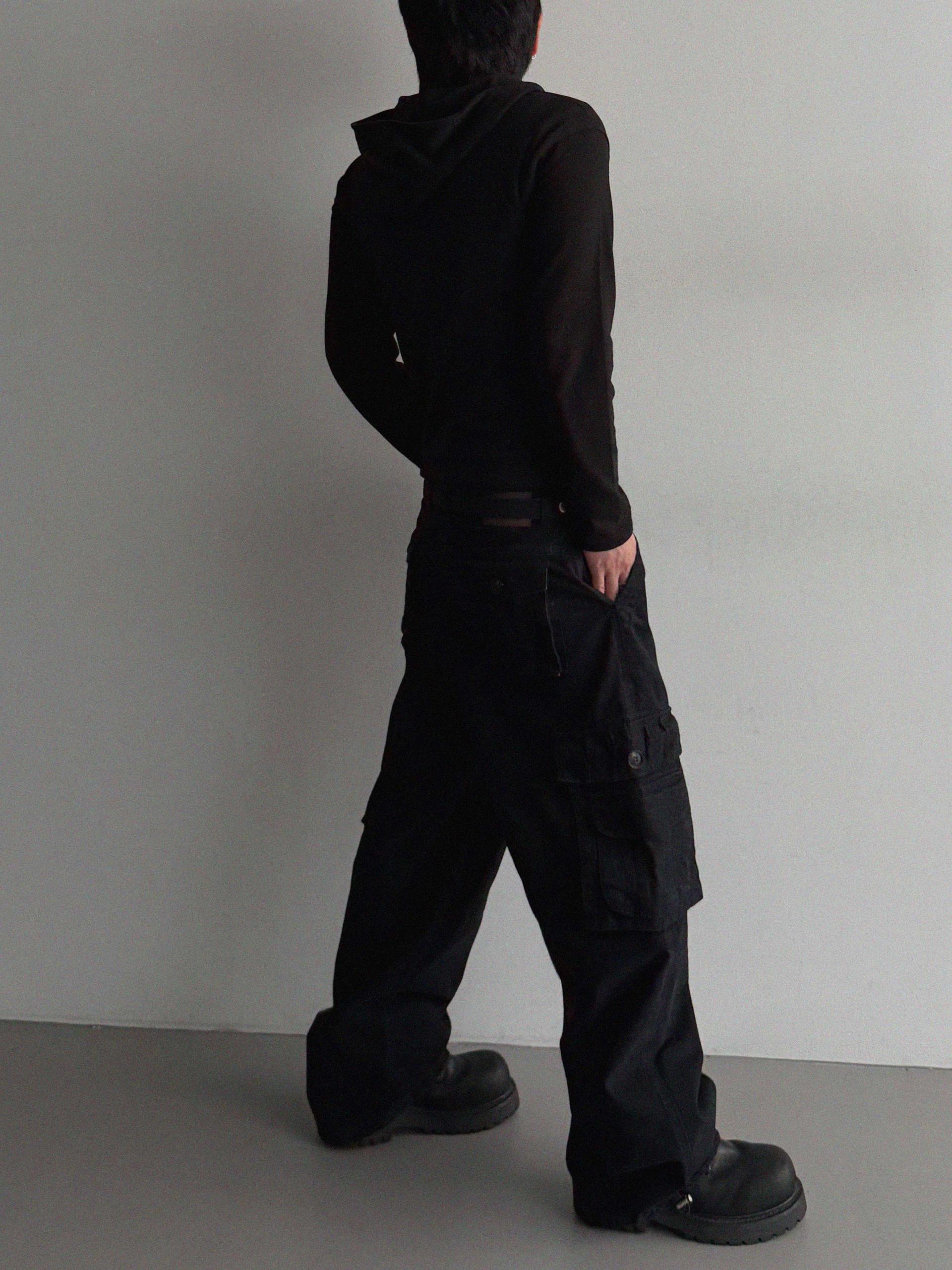 Ampty dyeing wide cargo pants