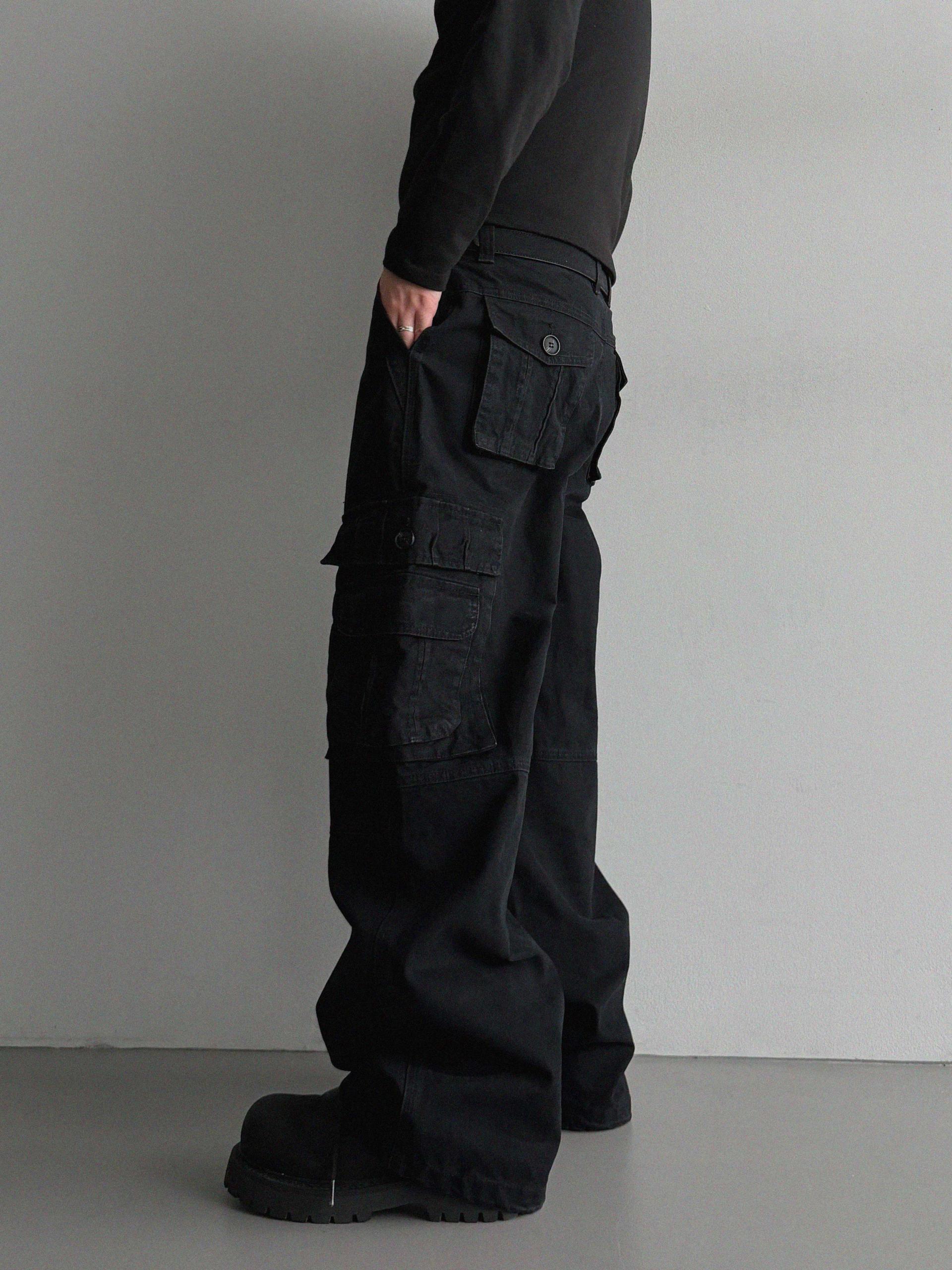 Ampty dyeing wide cargo pants
