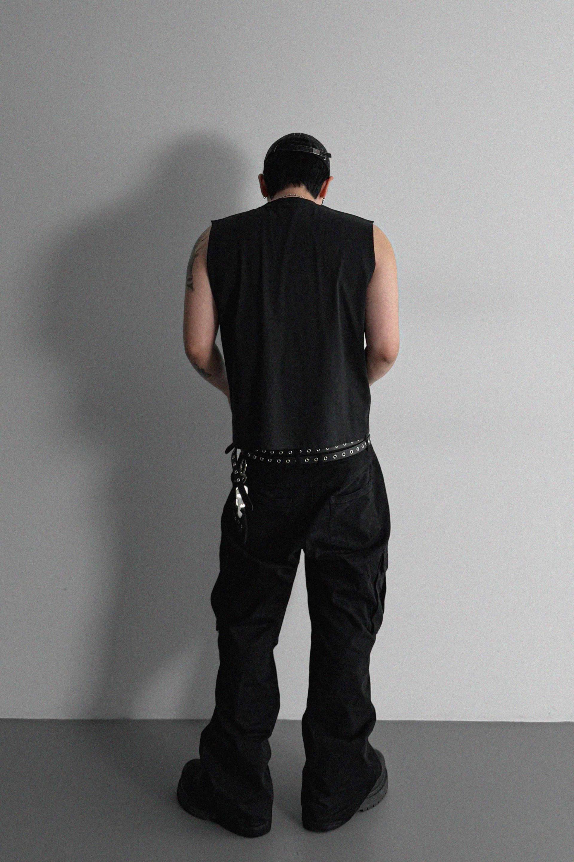 Dying stud cargo flared pants