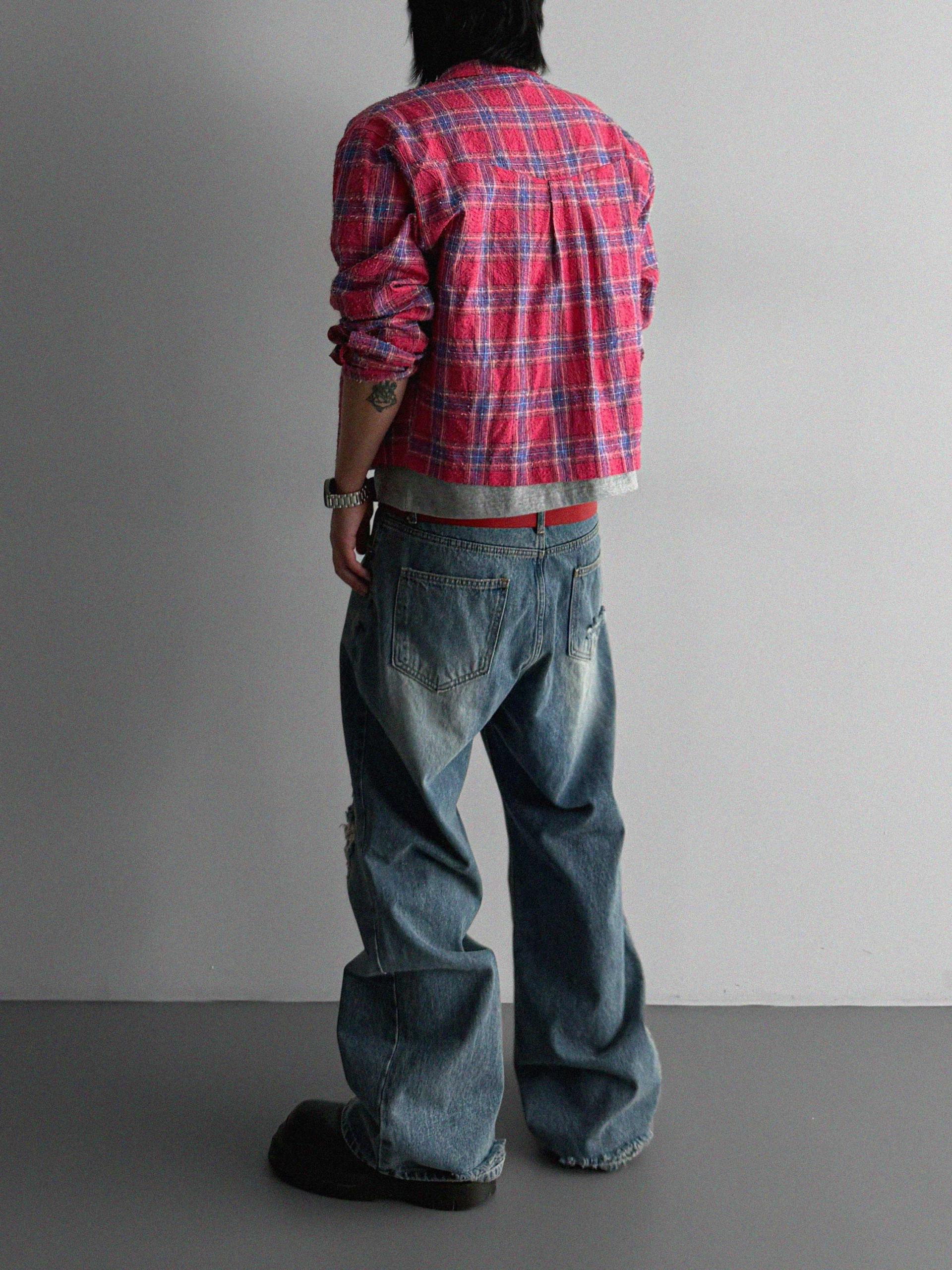Destroyed flare denim pants