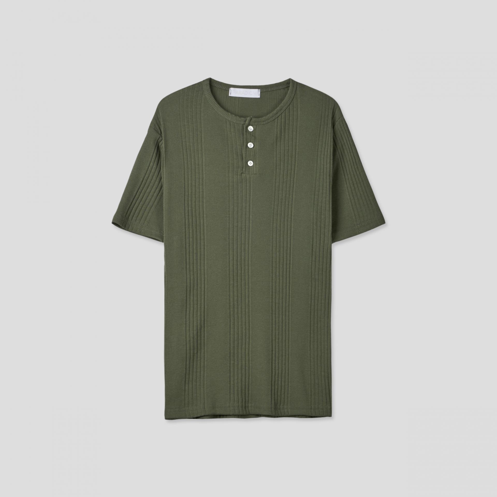 Terrace henley ceck slim half T