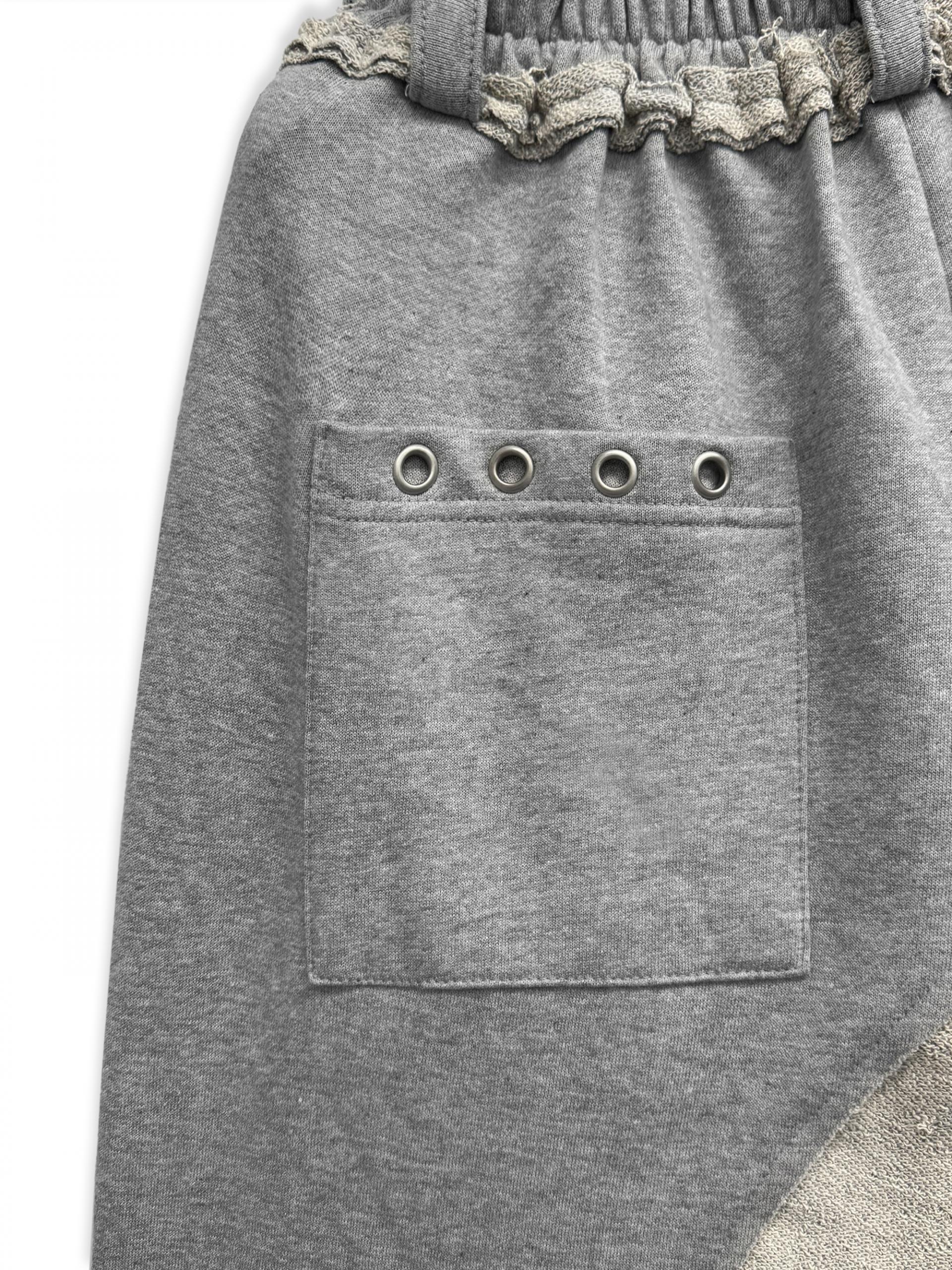 Color blocked eyelet wide sweat pants