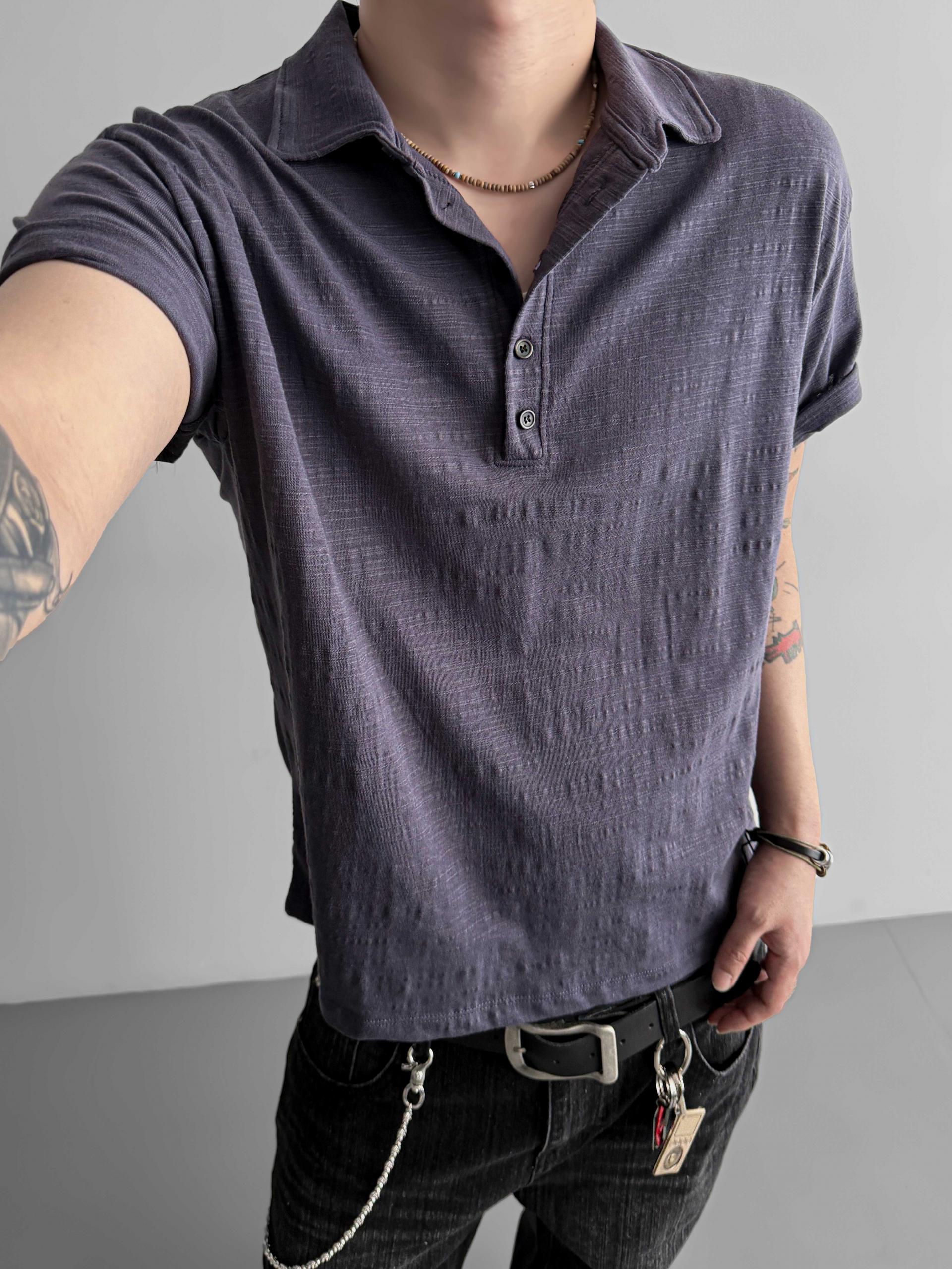 Slub collar half t