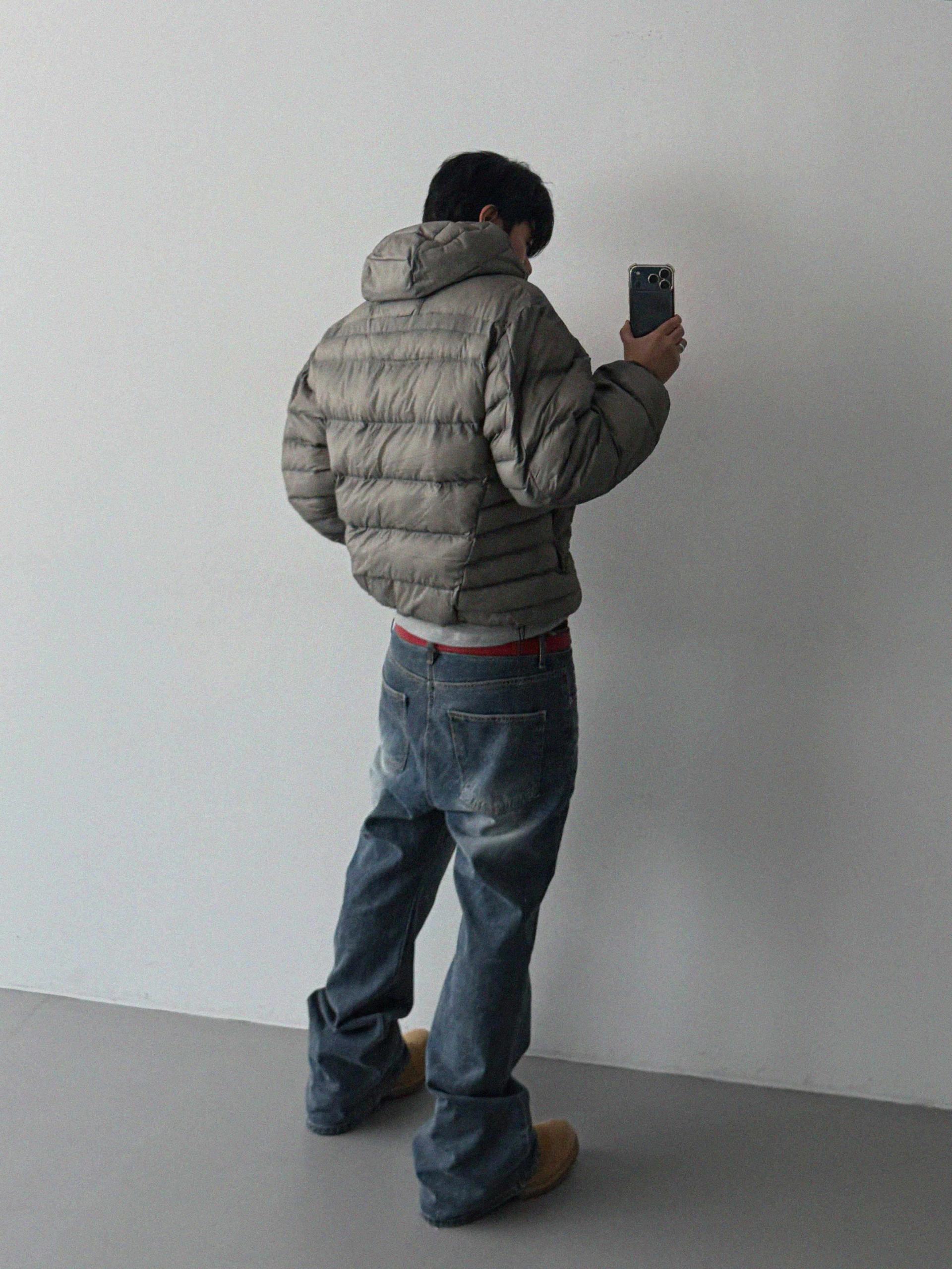 Deep brush flare denim pants