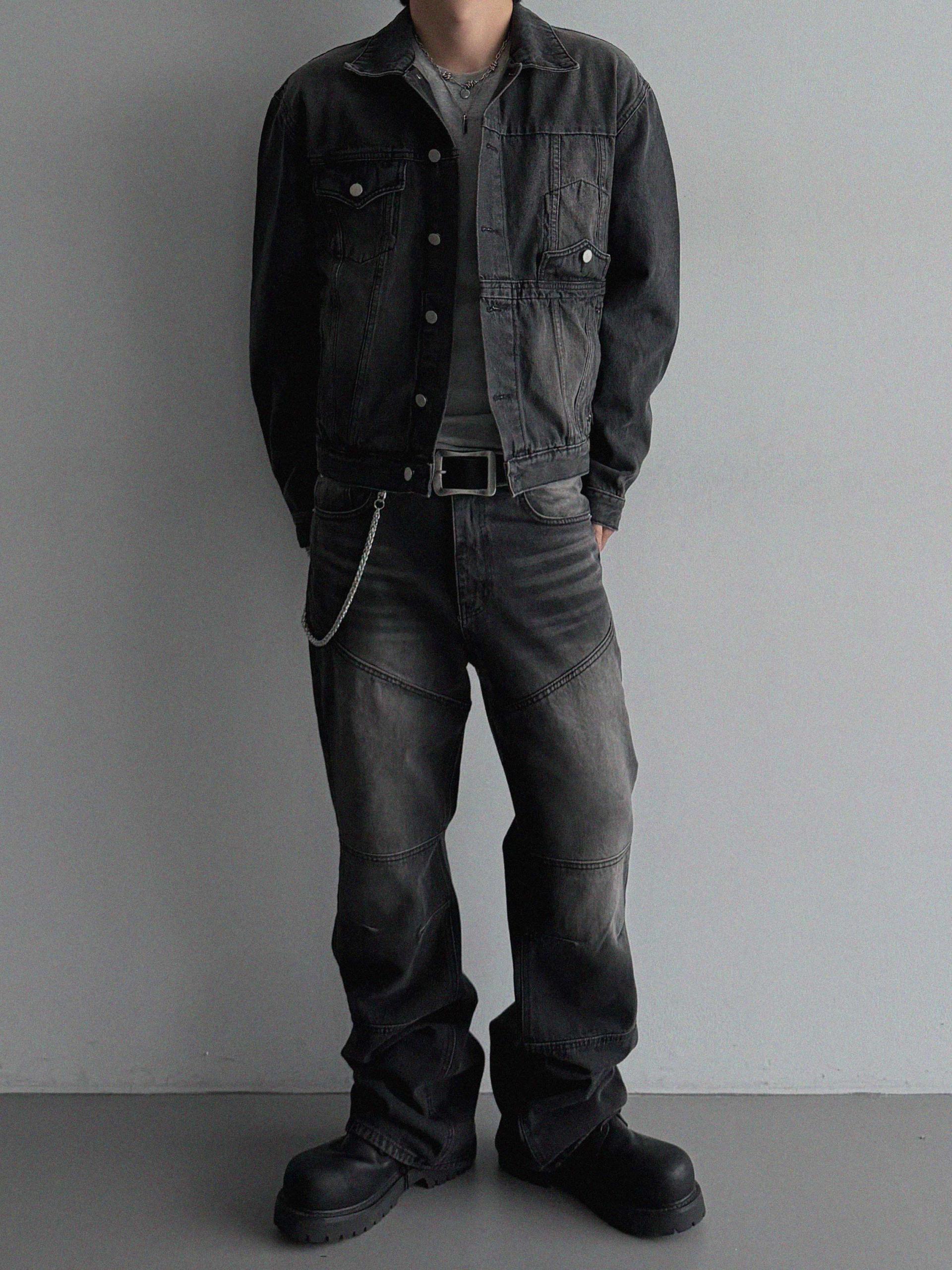 Mabel panel biker flare denim pants