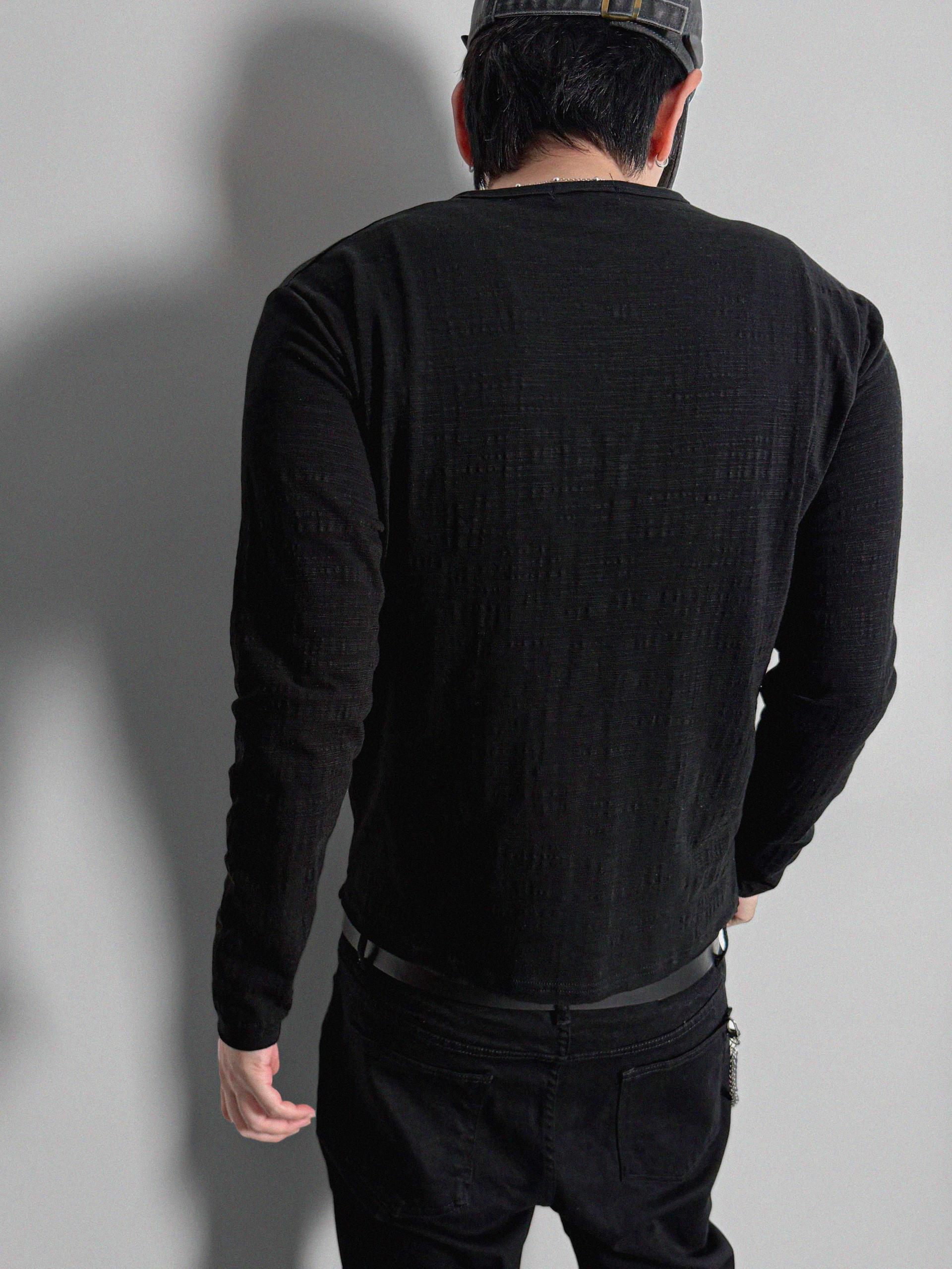 Button slub henley neck slim t