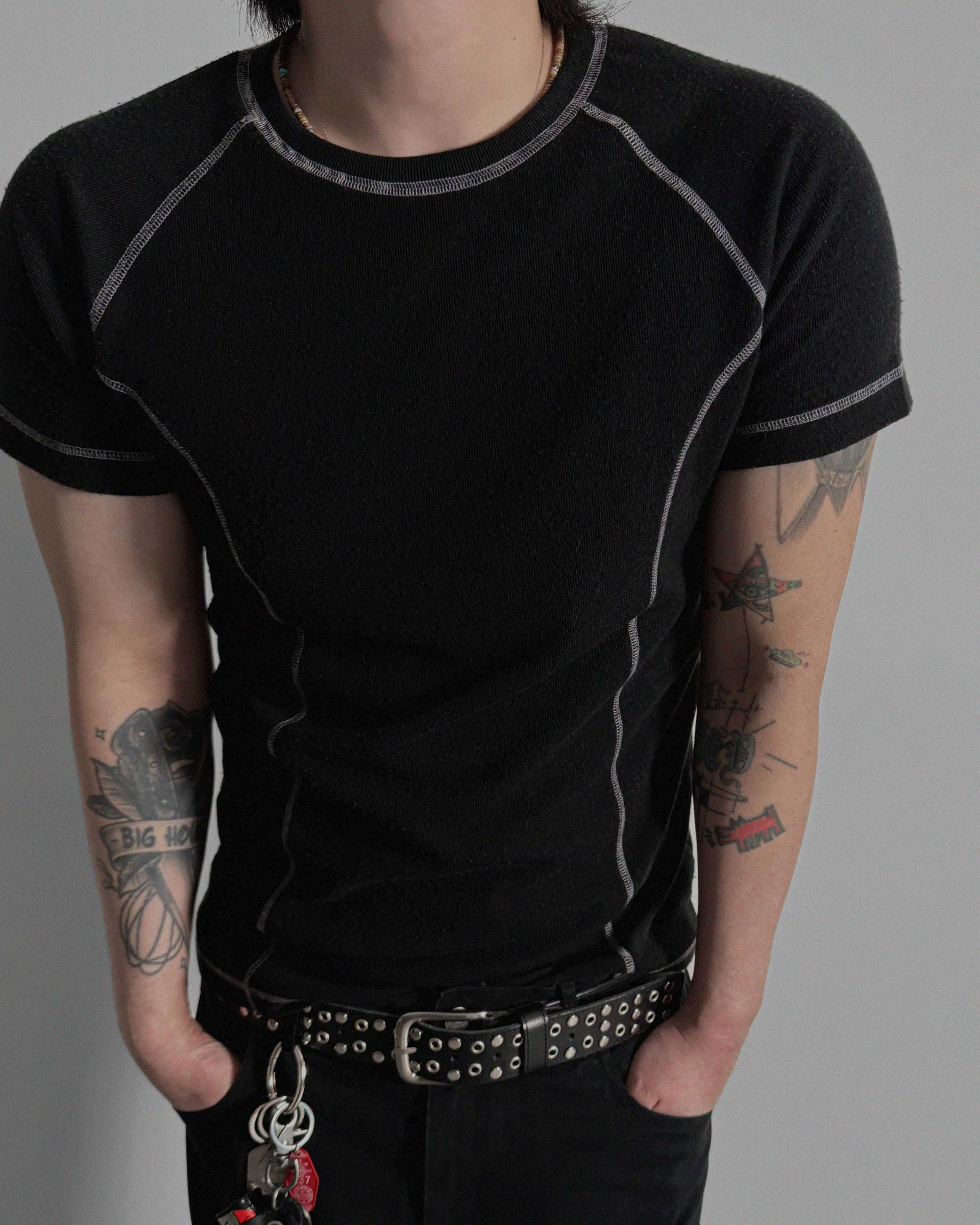 Slim stitch muscle half t