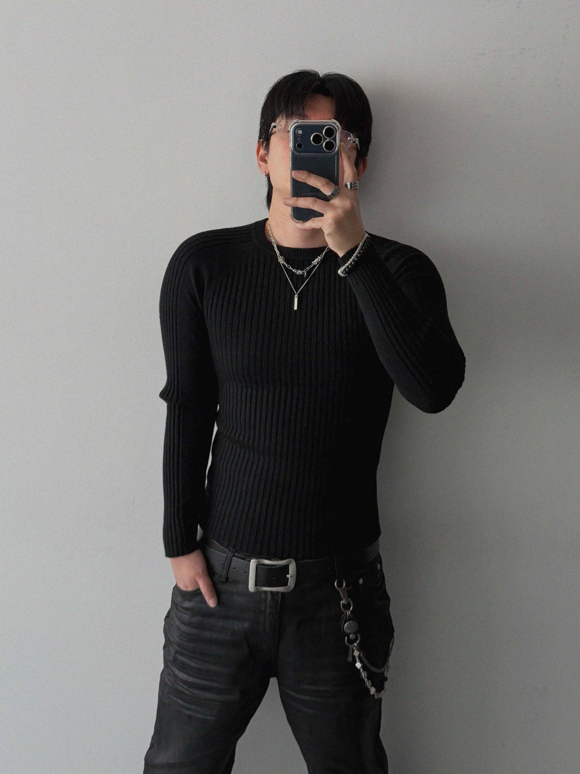 Embo coated semi flare pants