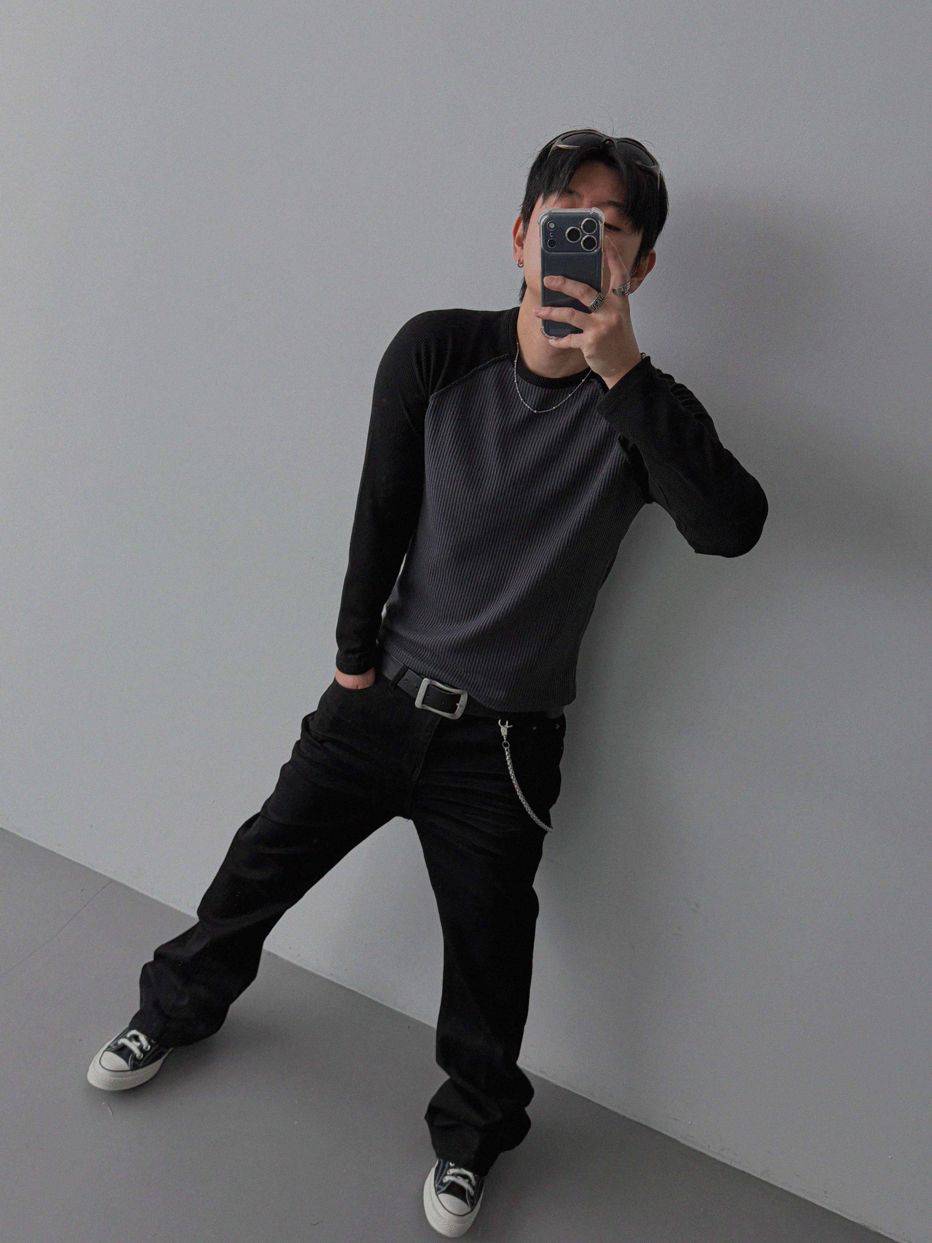 Tukhines waffle slim raglan t
