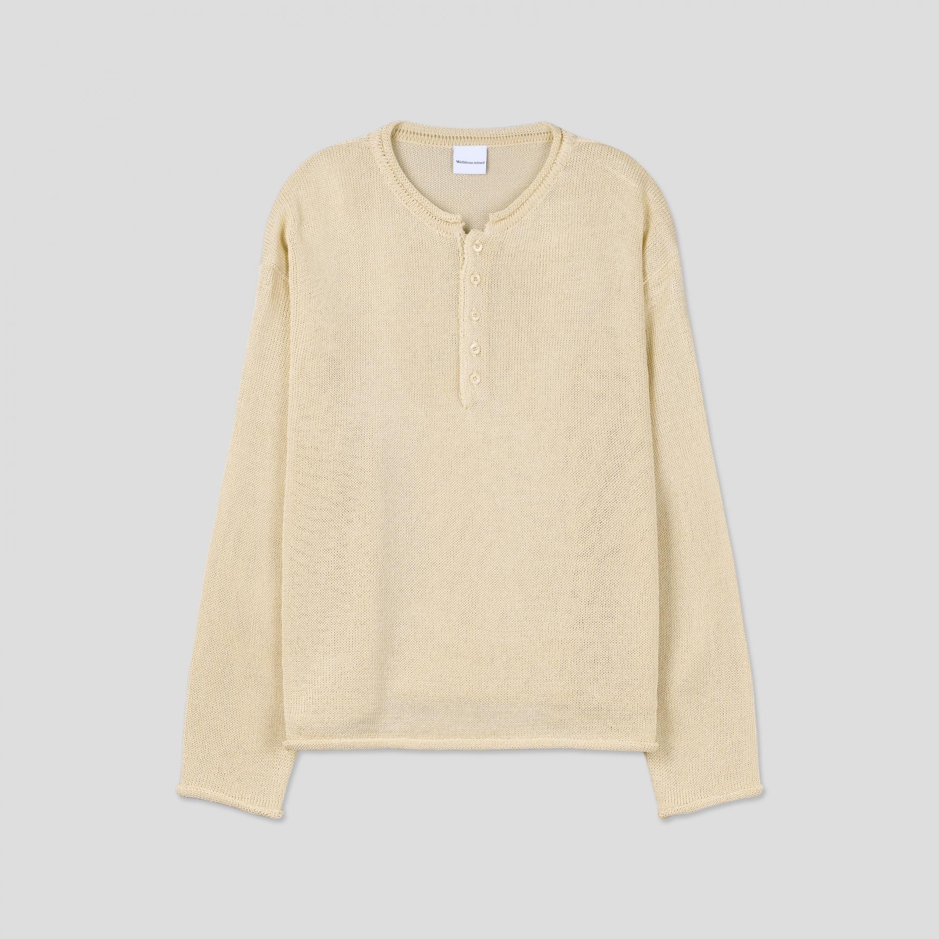 Summer henley neck see-through knit