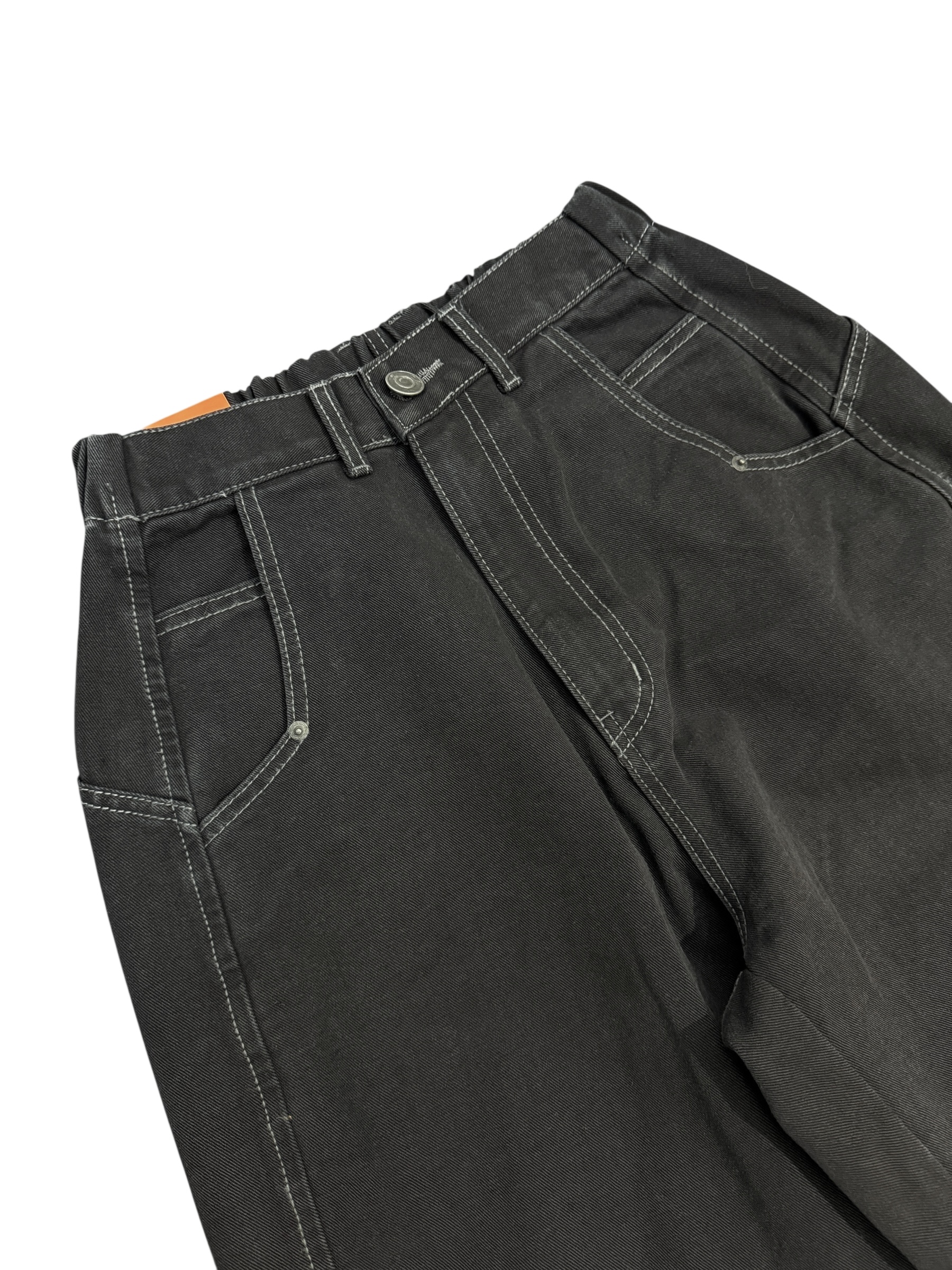 Eyelet pocket balloon denim pants