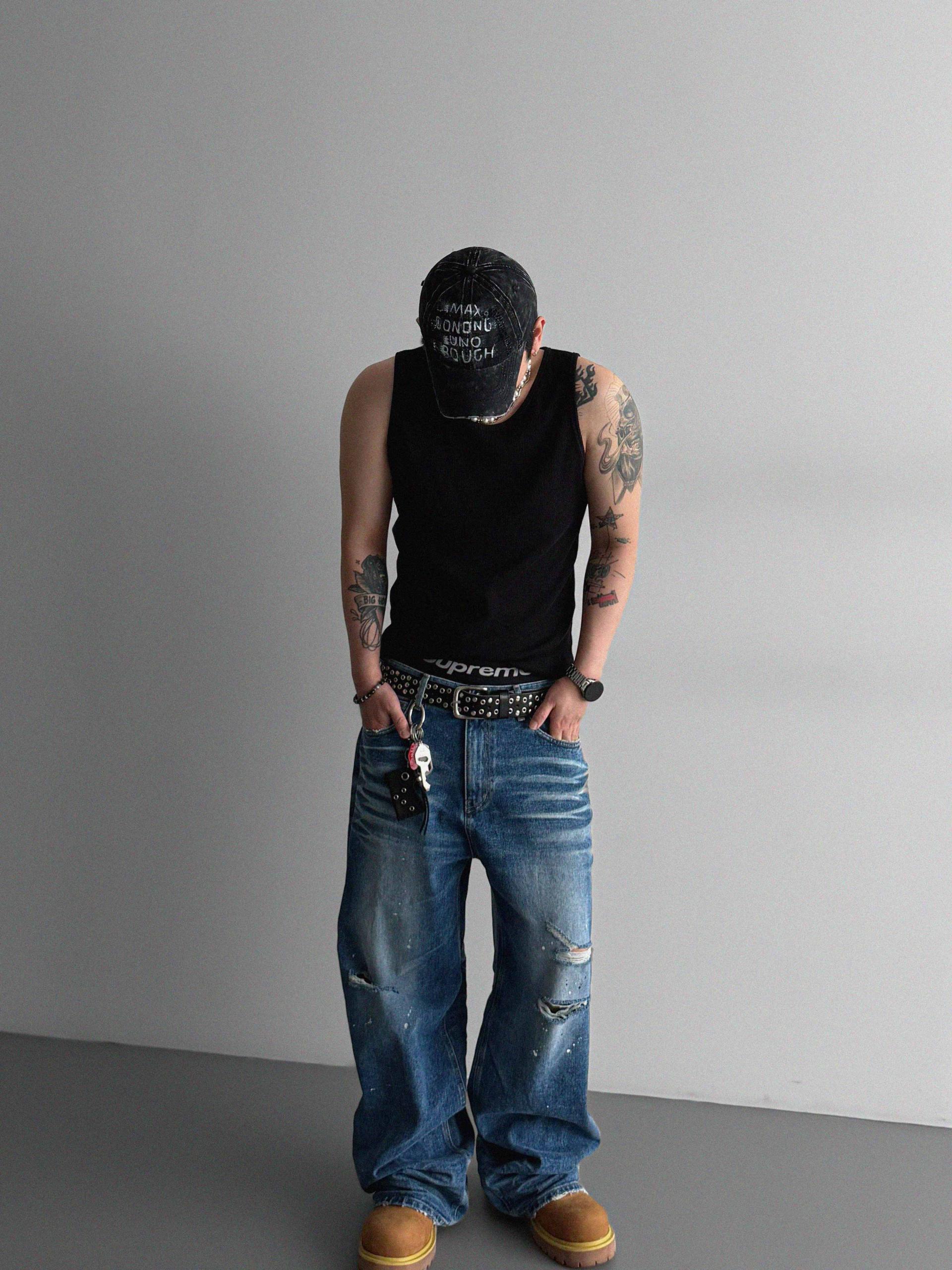 Ver-embo vintage denim pants