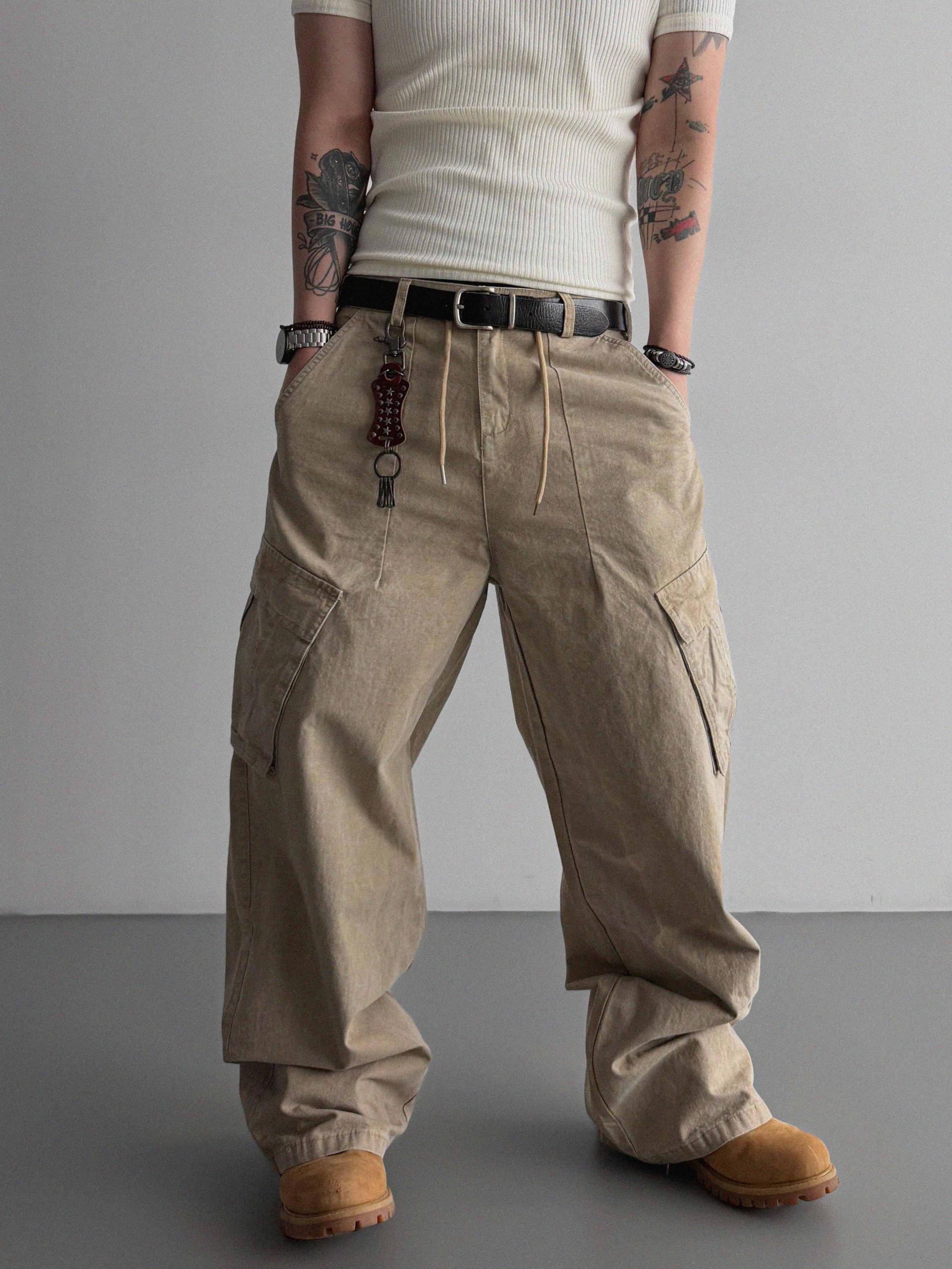 Dyed ripstop cargo curved pants