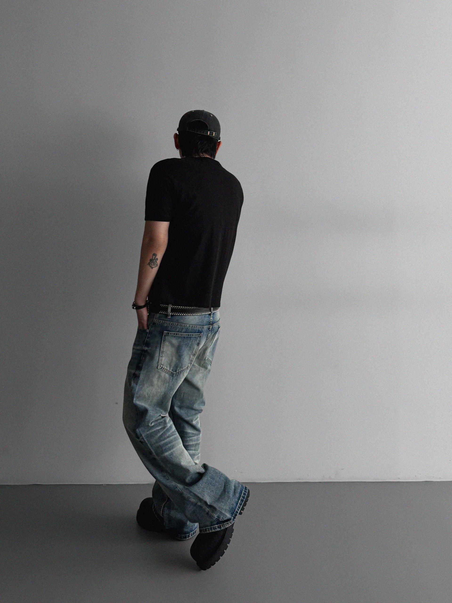 Mobe sand flare denim pants