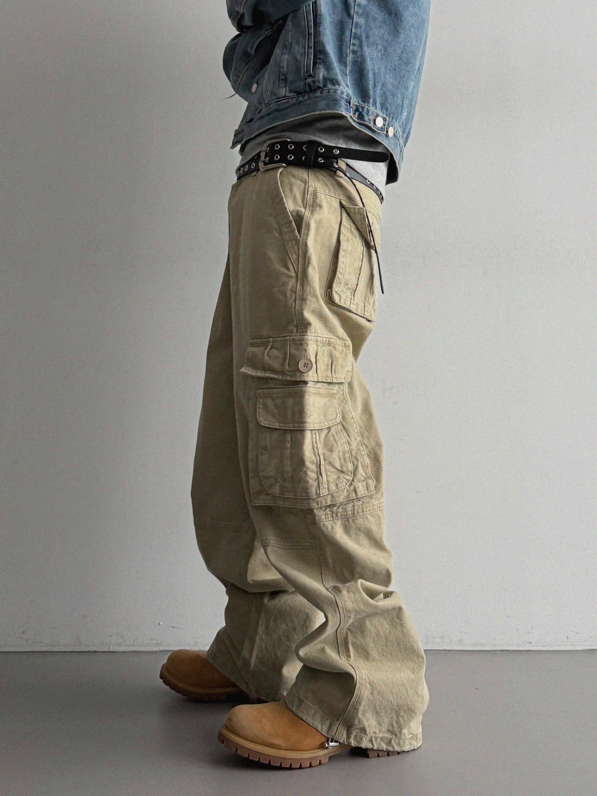 Ampty dyeing wide cargo pants