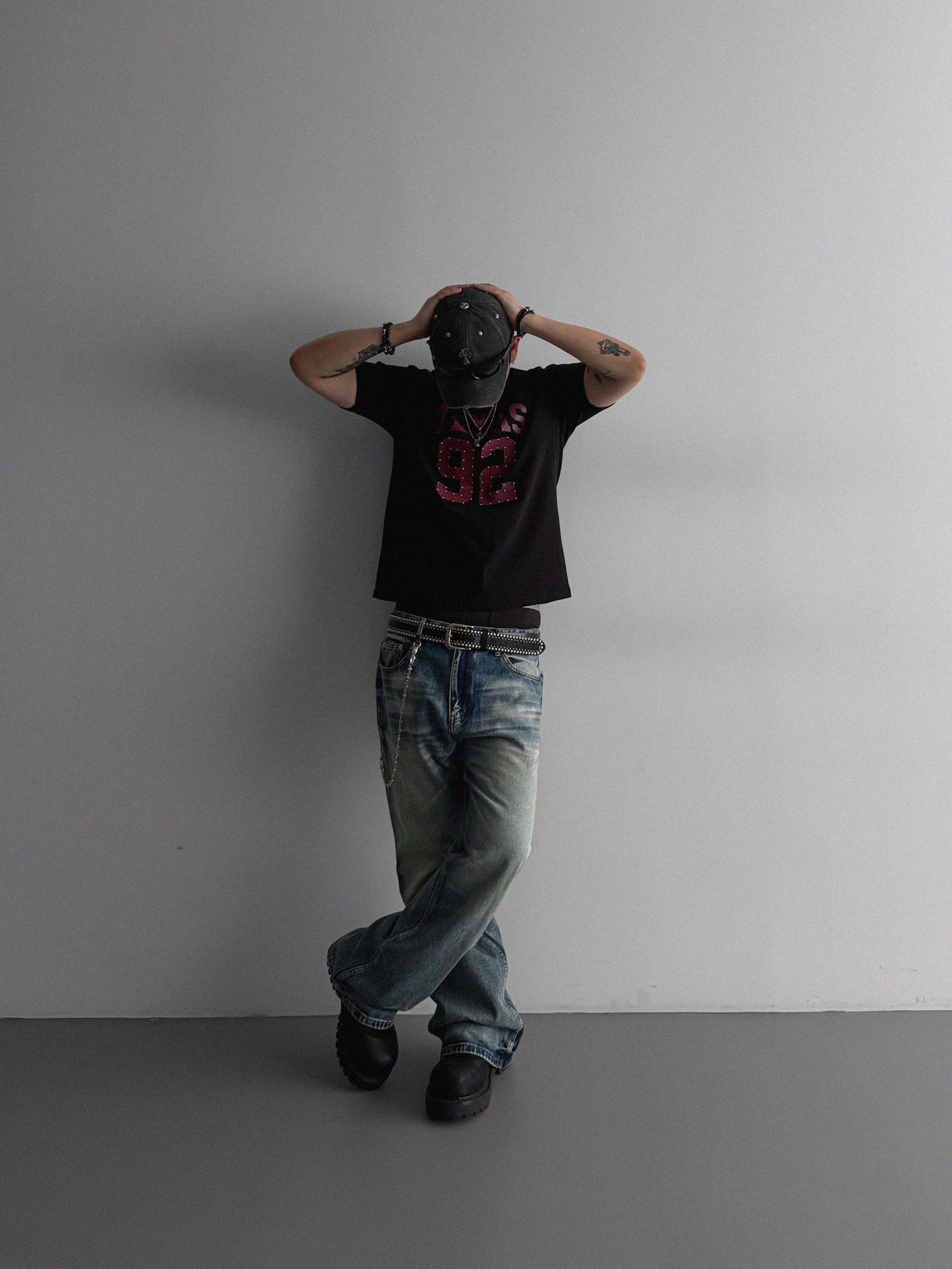 Mobe sand flare denim pants