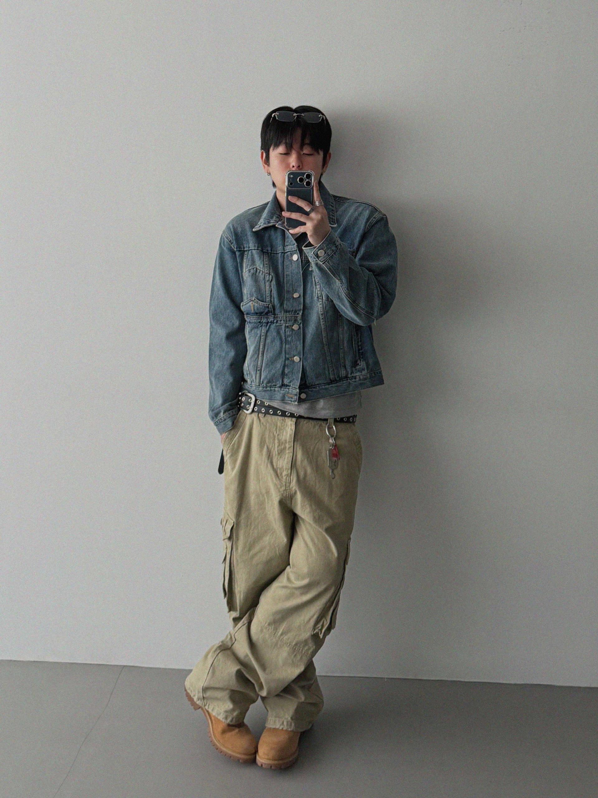Ampty dyeing wide cargo pants
