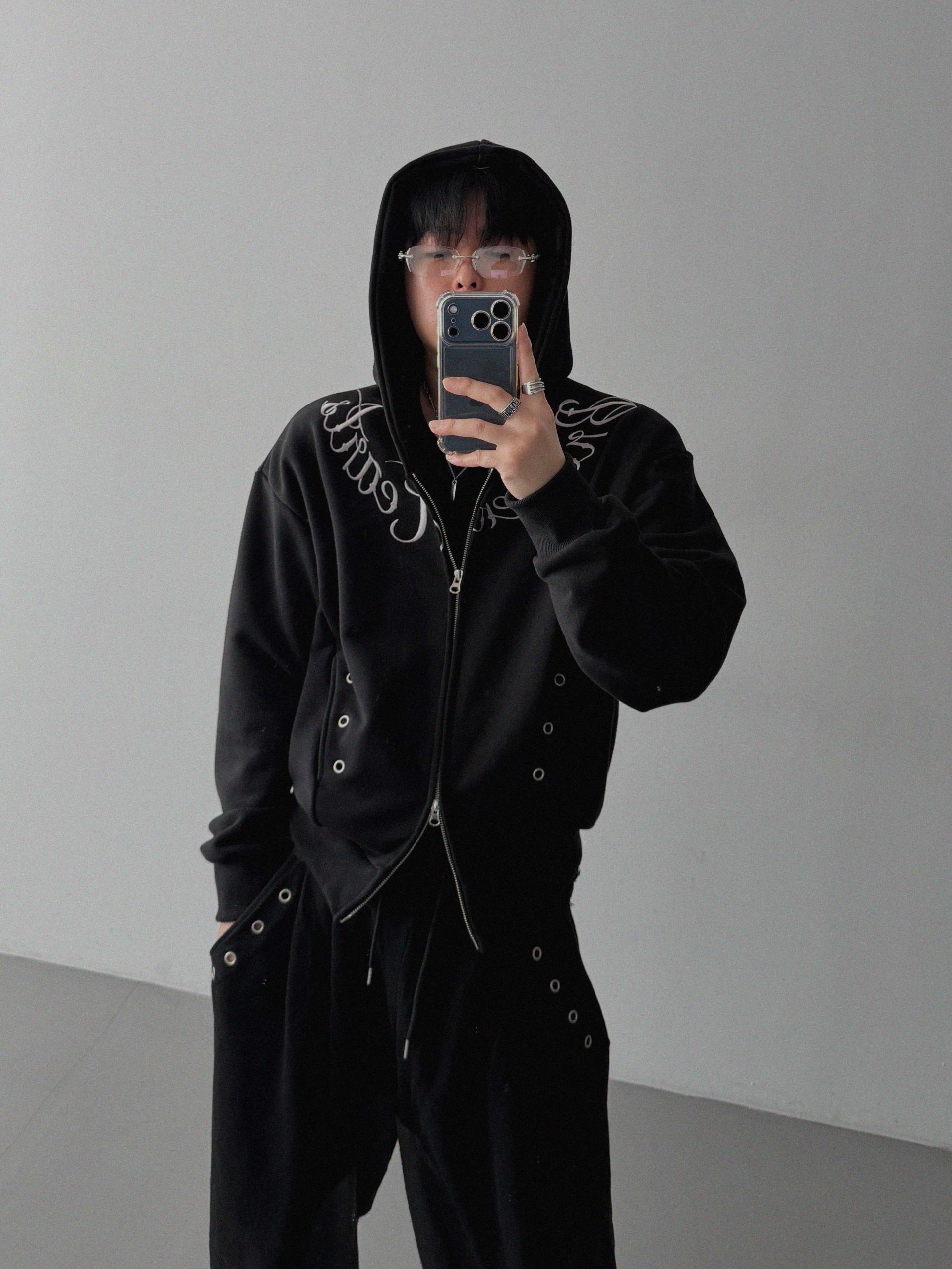 Color blocked eyelet wide sweat pants