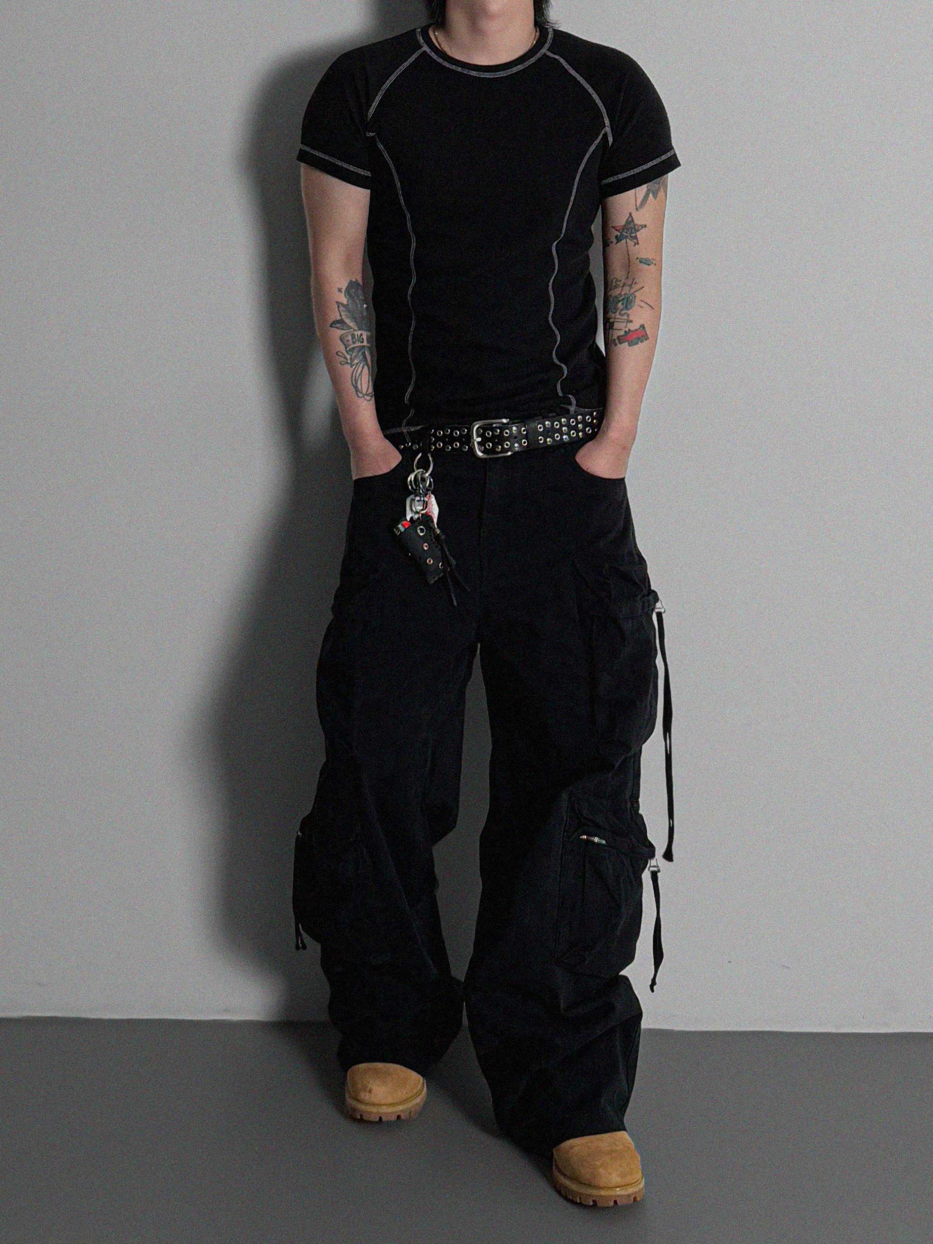 Slim stitch muscle half t