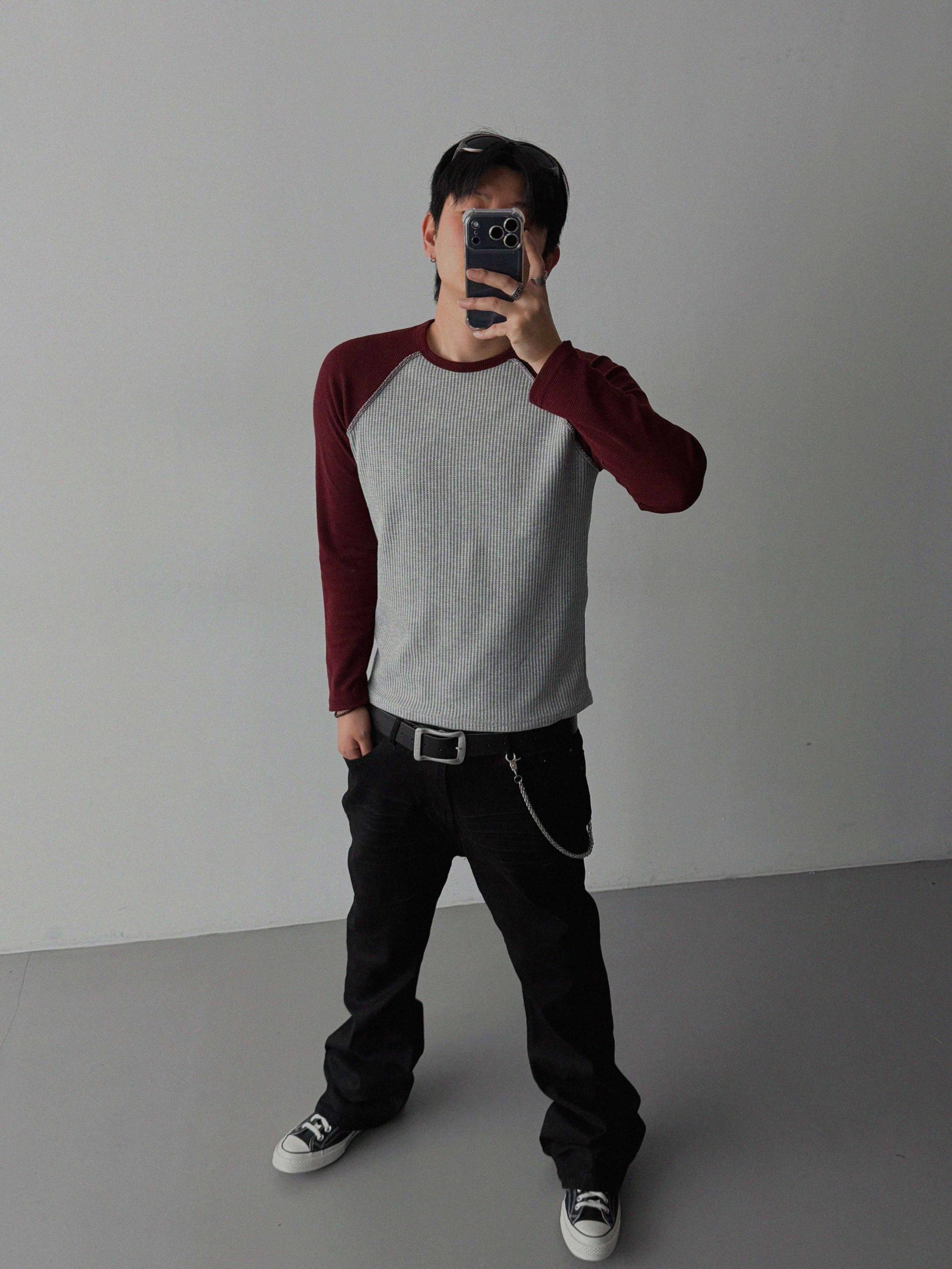 Tukhines waffle slim raglan t